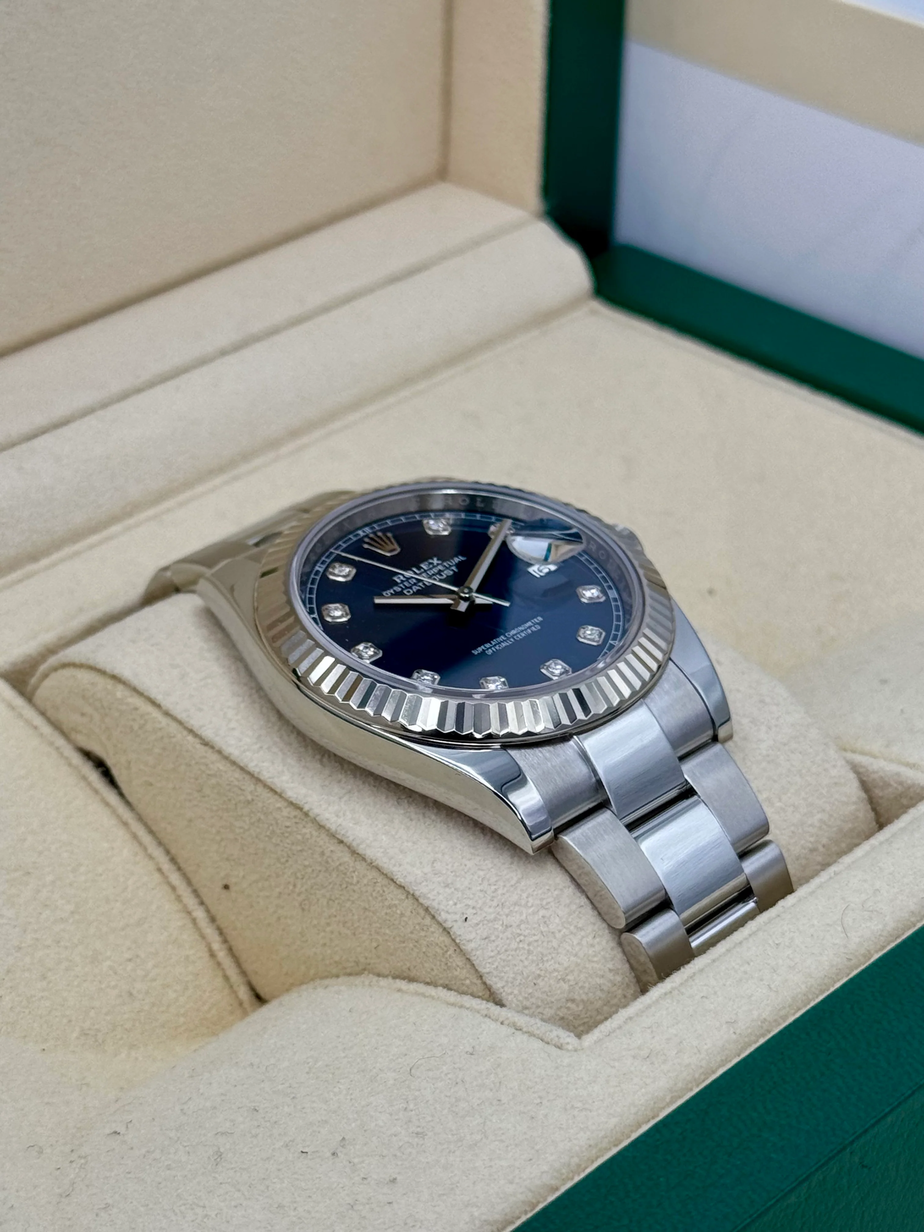2021 Rolex Datejust 41mm 126334 Stainless Steel Oyster Blue Diamond Dial - Image 6