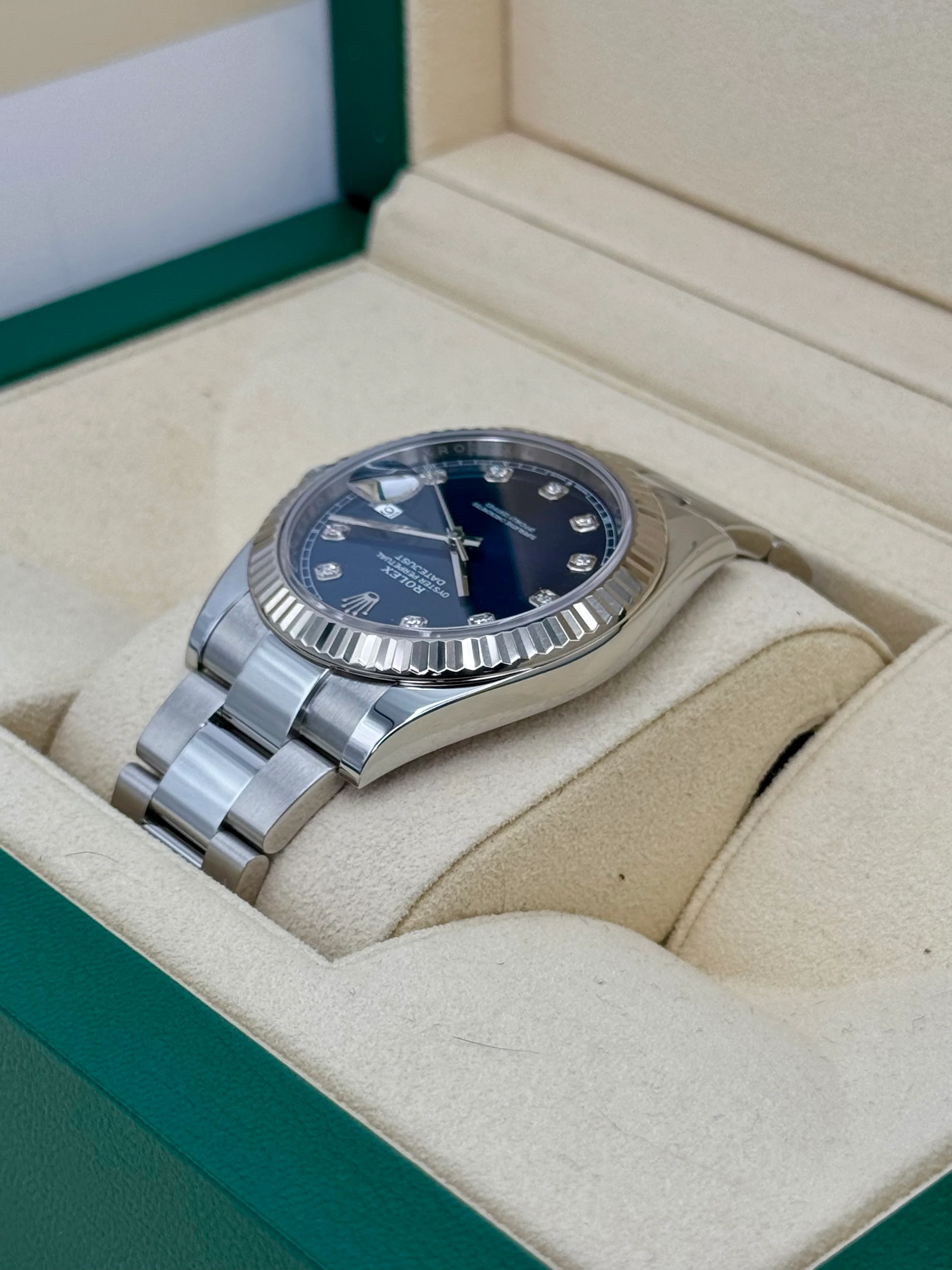 2021 Rolex Datejust 41mm 126334 Stainless Steel Oyster Blue Diamond Dial - Image 7
