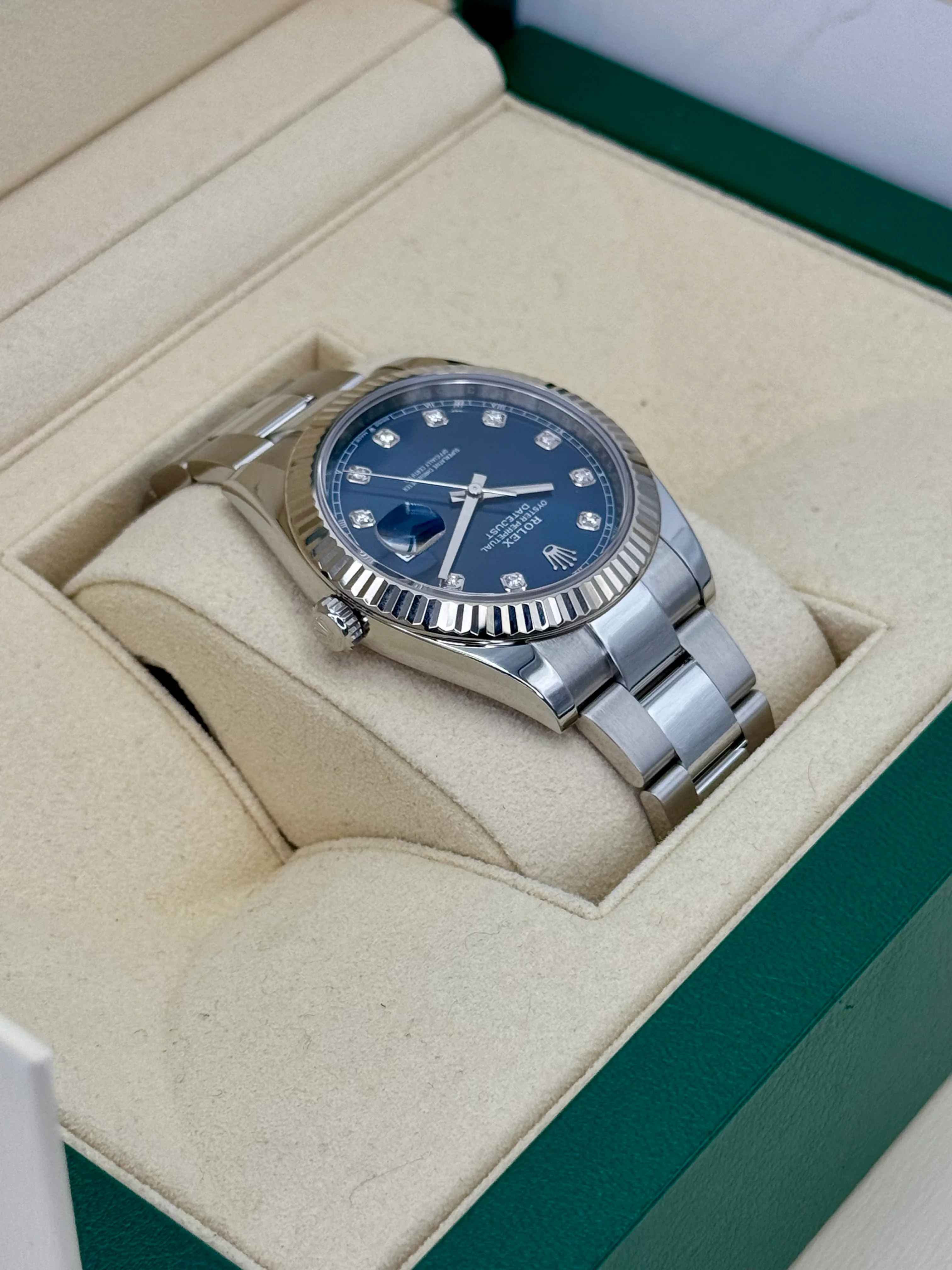 2021 Rolex Datejust 41mm 126334 Stainless Steel Oyster Blue Diamond Dial - Image 8