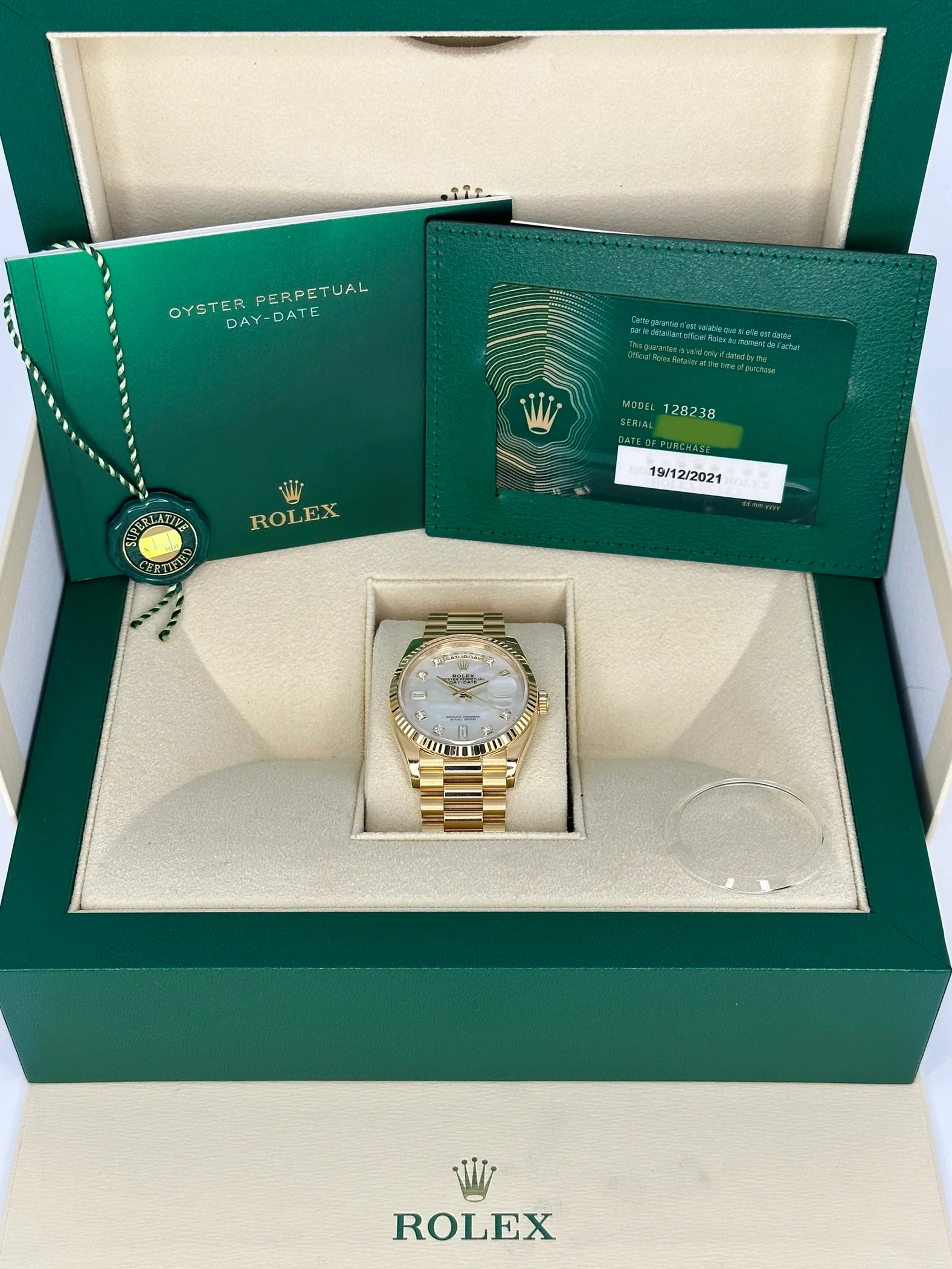 2021 Rolex Day-Date 36mm 128238 Mother of Pearl Diamond Dial - Image 11