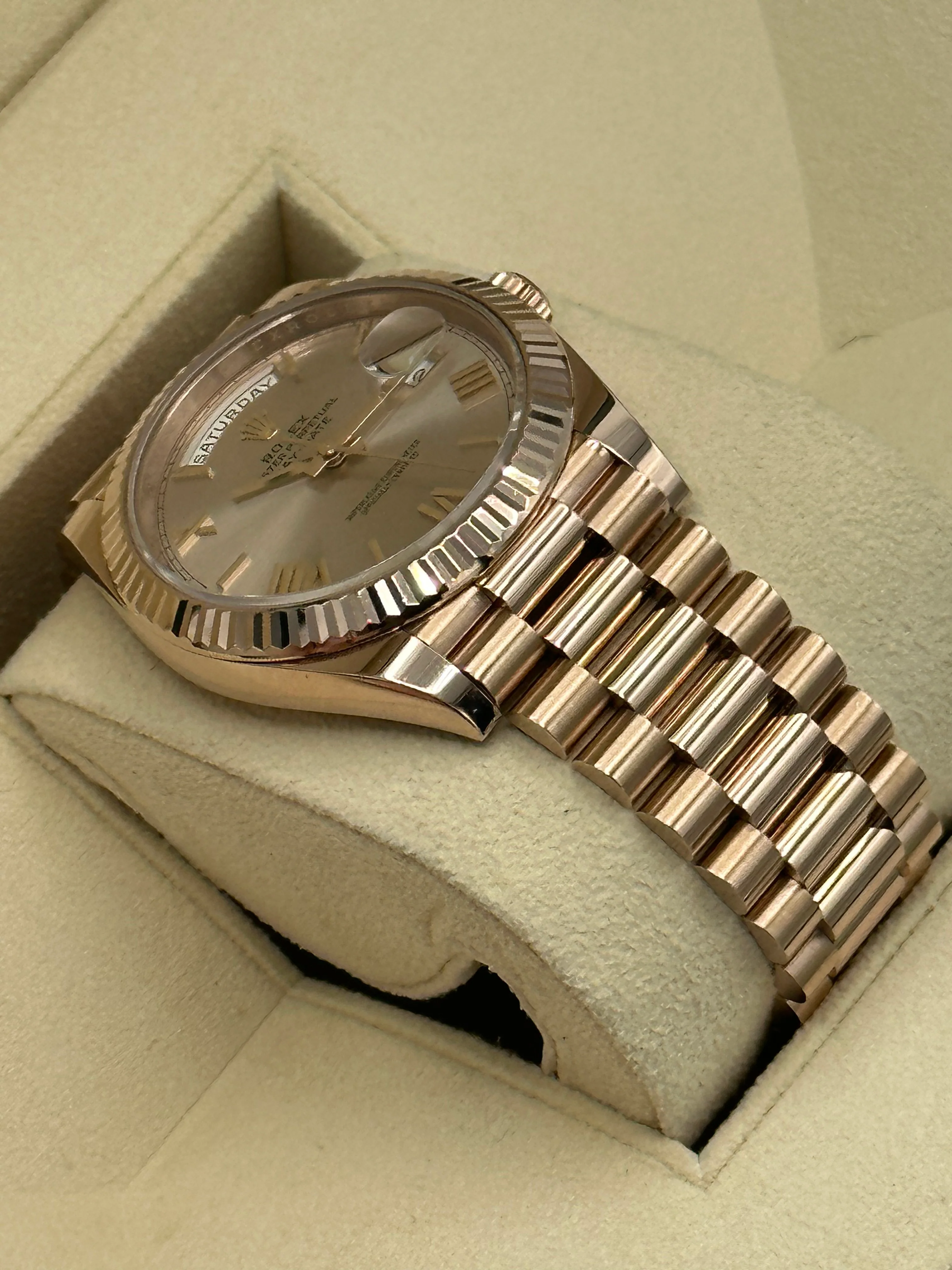 2021 Rolex Day-Date 40mm 228235 Presidential Rose Gold Sundust Dial - Image 7