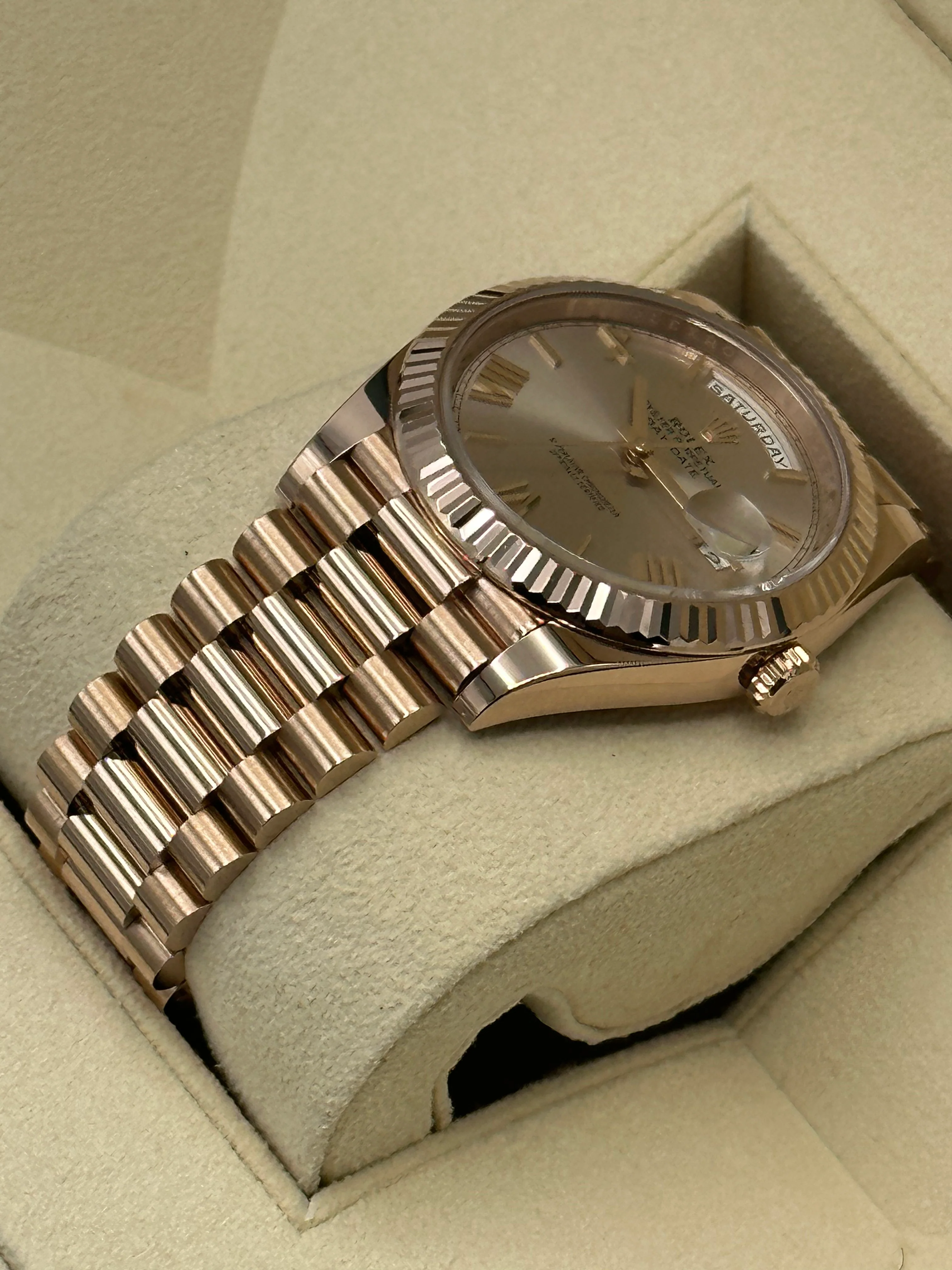 2021 Rolex Day-Date 40mm 228235 Presidential Rose Gold Sundust Dial - Image 8
