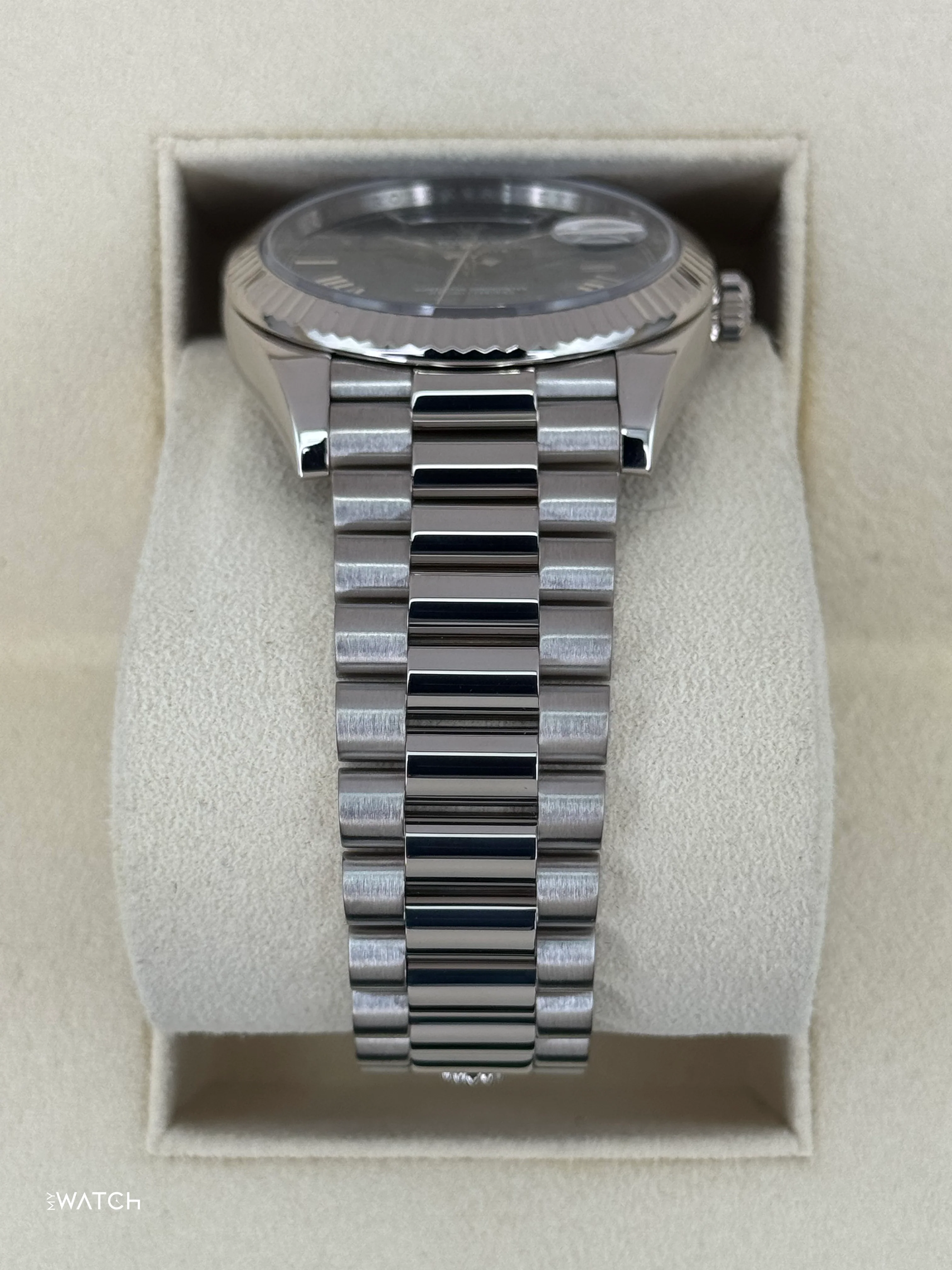 2021 Rolex Day-Date 40mm 228239 White Gold Blue Dial - Image 3
