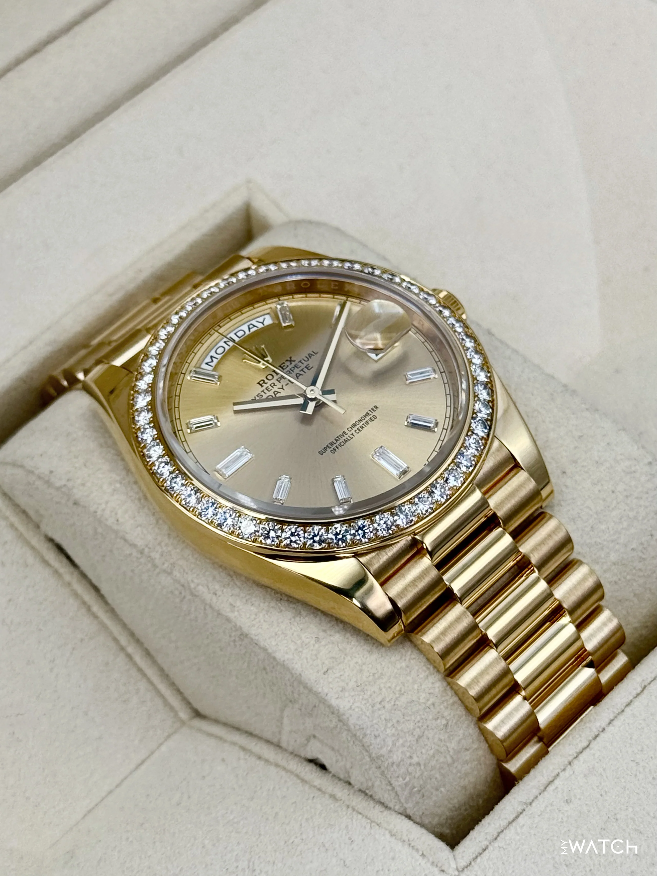 2021 Rolex Day-Date 40mm 228348RBR Presidential Champagne Diamond Dial - Image 6