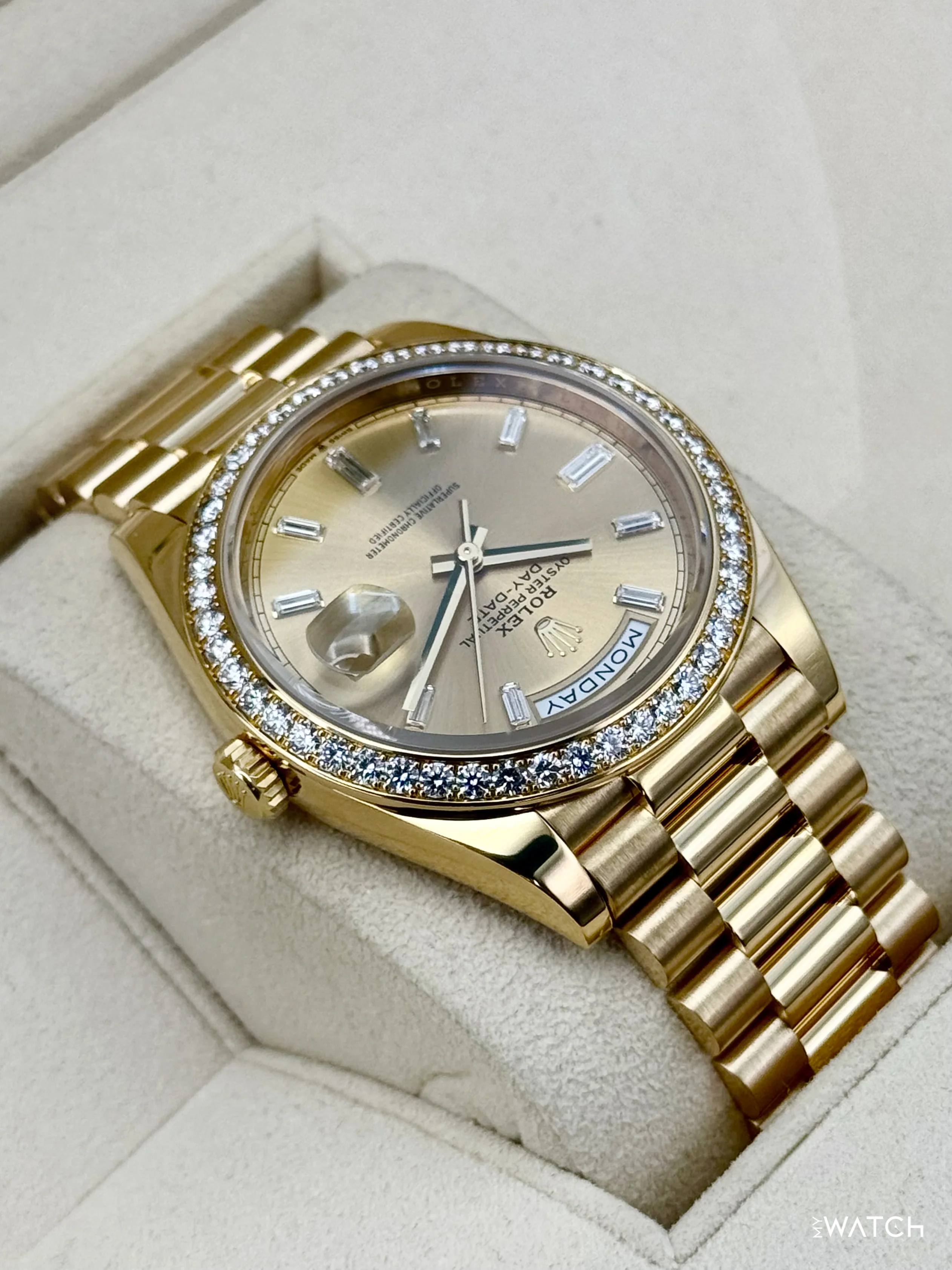 2021 Rolex Day-Date 40mm 228348RBR Presidential Champagne Diamond Dial - Image 8