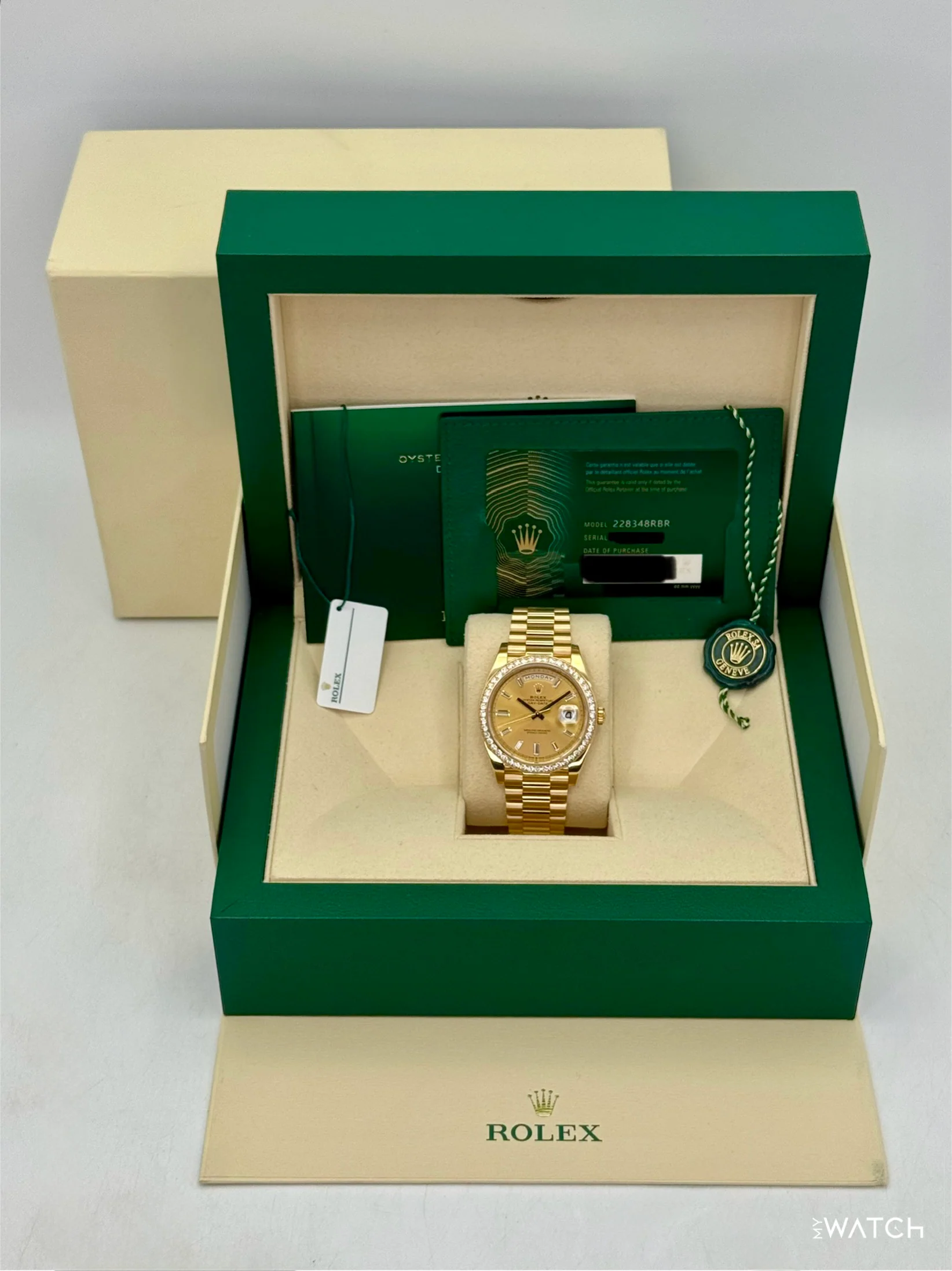 2021 Rolex Day-Date 40mm 228348RBR Presidential Champagne Diamond Dial - Image 9