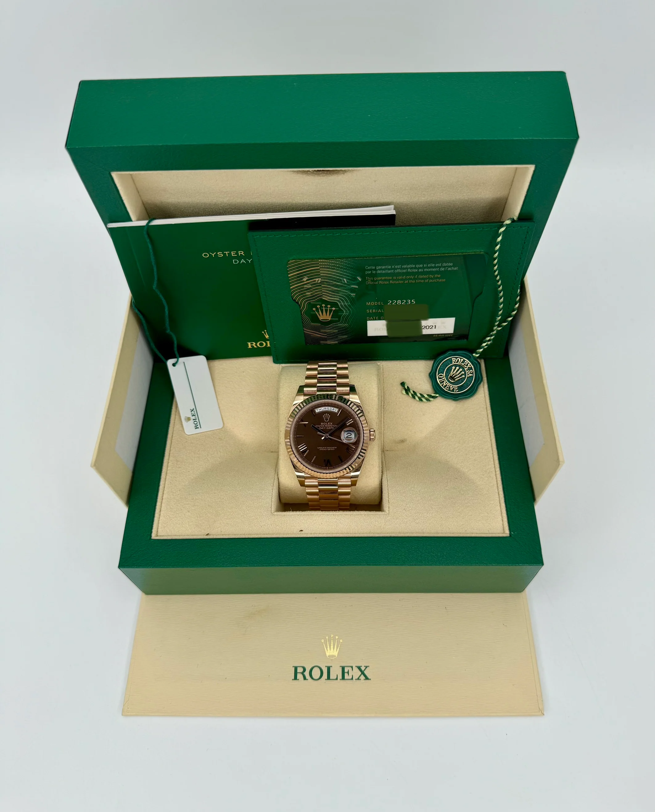 2021 Rolex Day-Date 40mm 228235 Presidential Rose Gold Chocolate Dial - Image 11