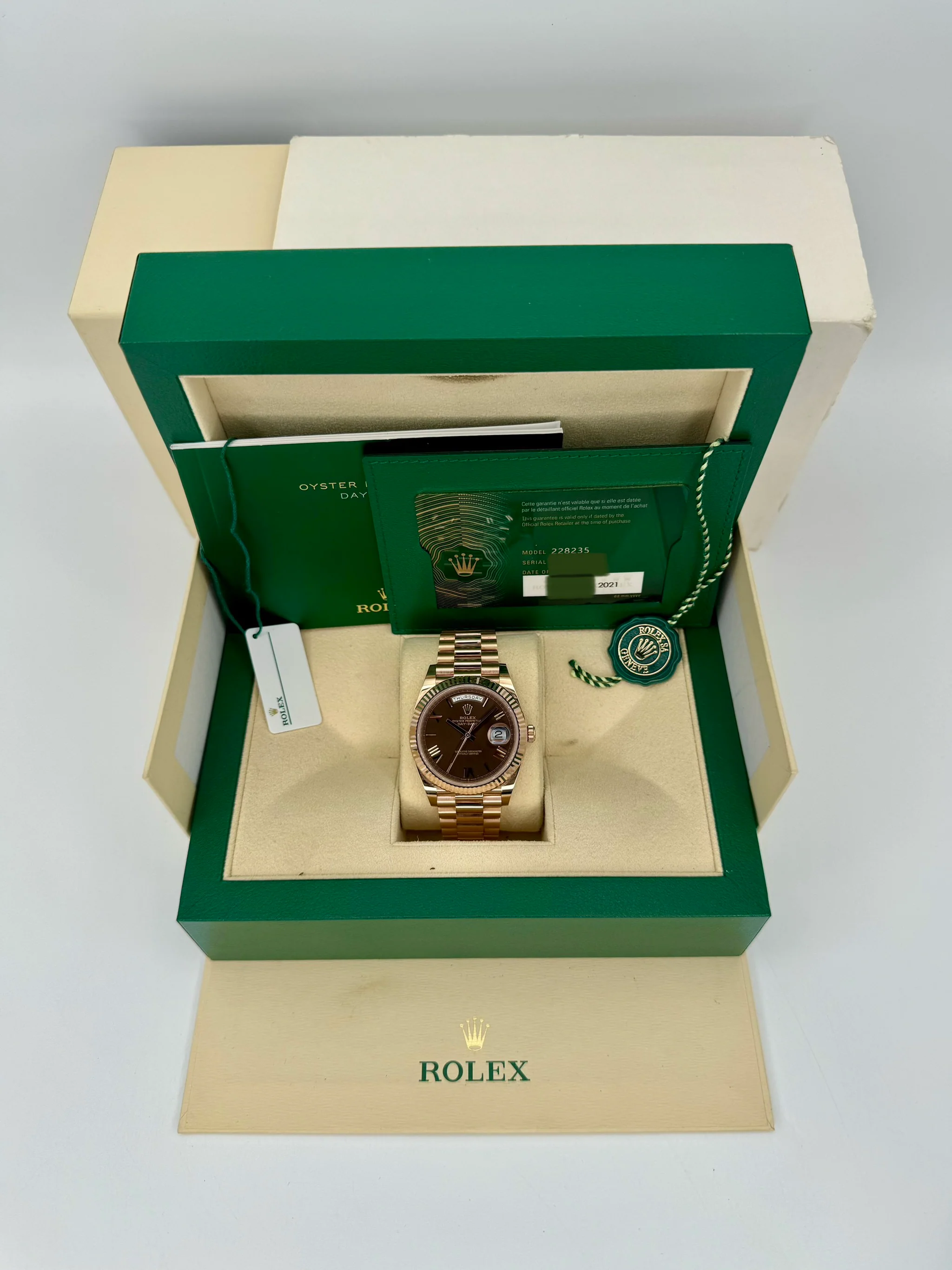 2021 Rolex Day-Date 40mm 228235 Presidential Rose Gold Chocolate Dial - Image 12