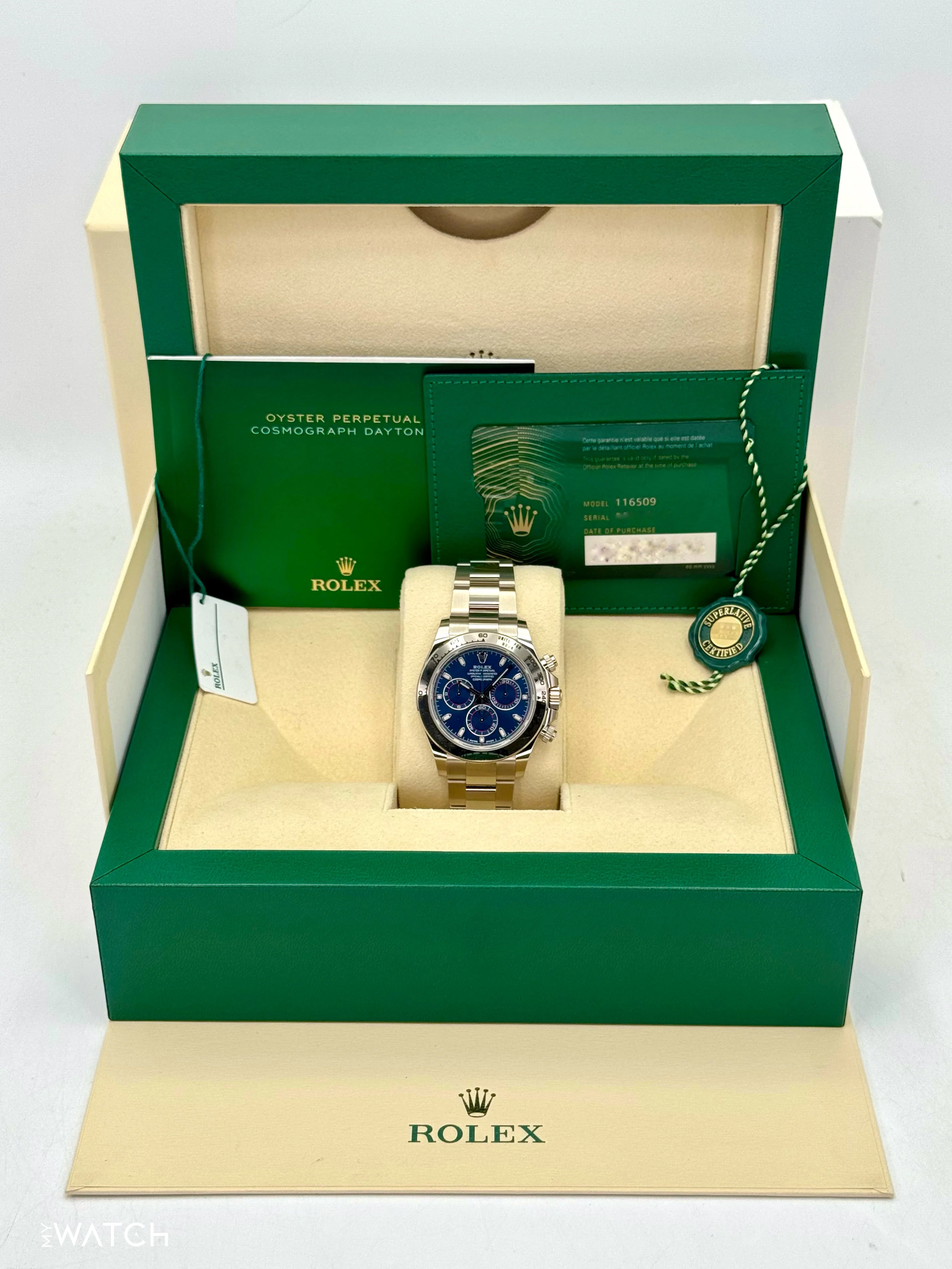 2021 Rolex Daytona 40mm 116509 White Gold Blue Dial - Image 9