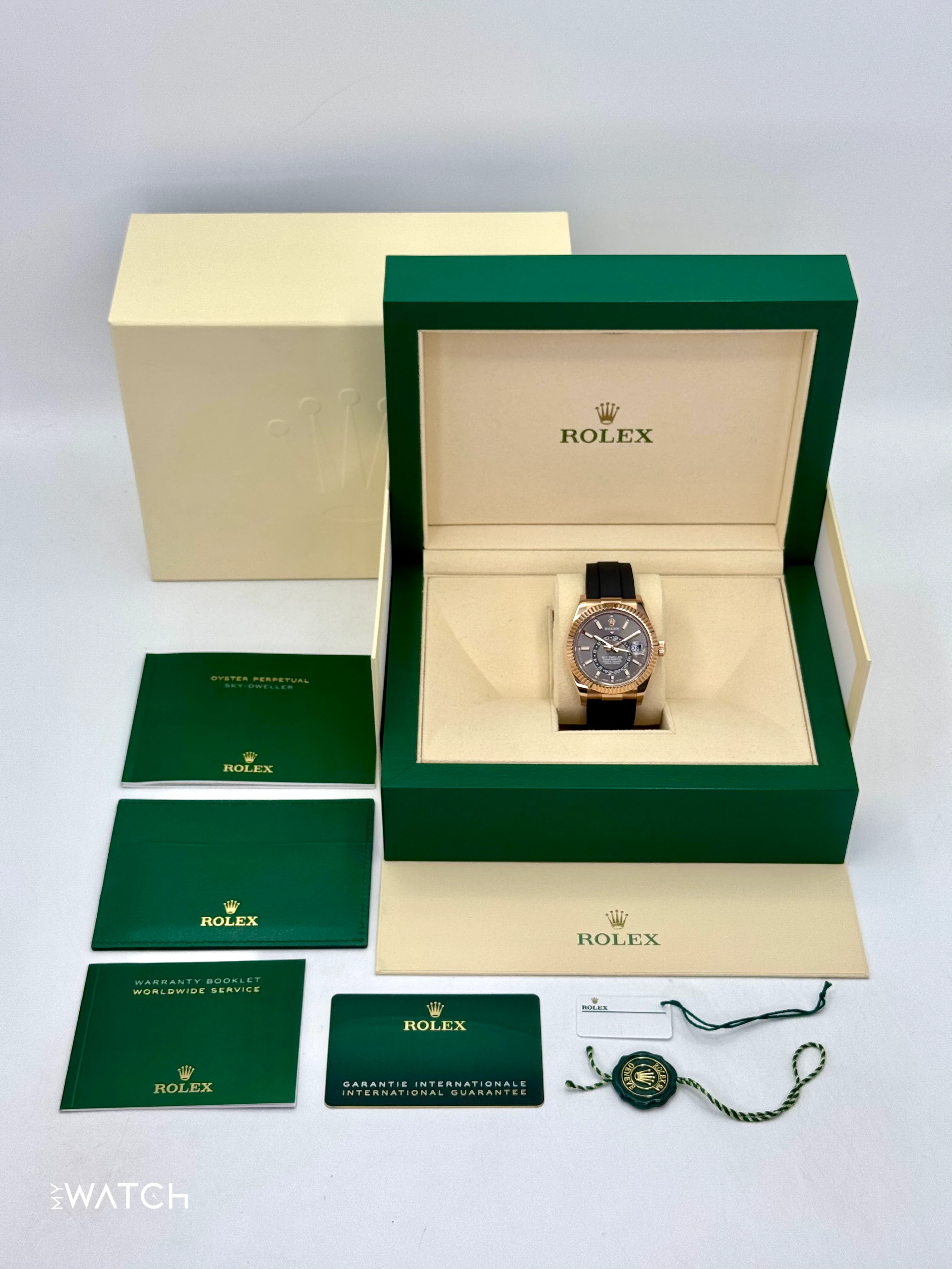 2021 Rolex Sky-Dweller 42mm 326235 Rose Gold Oysterflex Rhodium Dial - Image 10