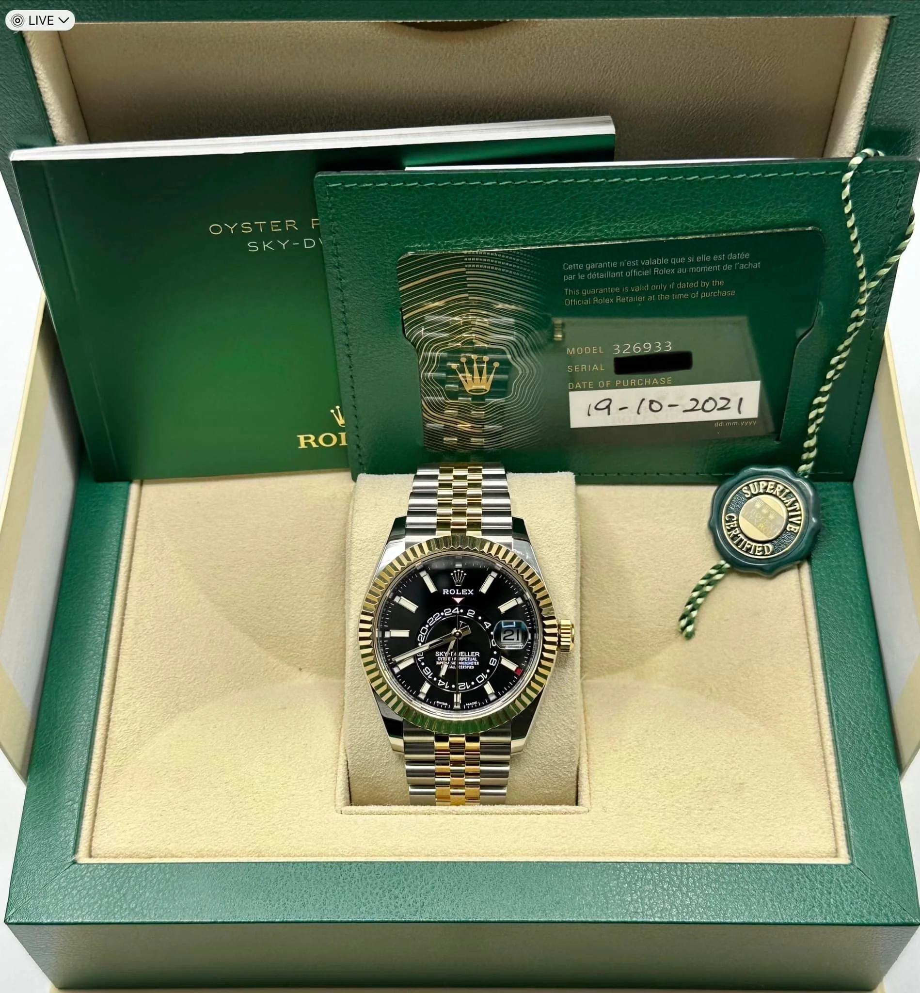 2021 Rolex Sky-Dweller 42mm 326933 Two-Tone Jubilee Black Dial - Image 11