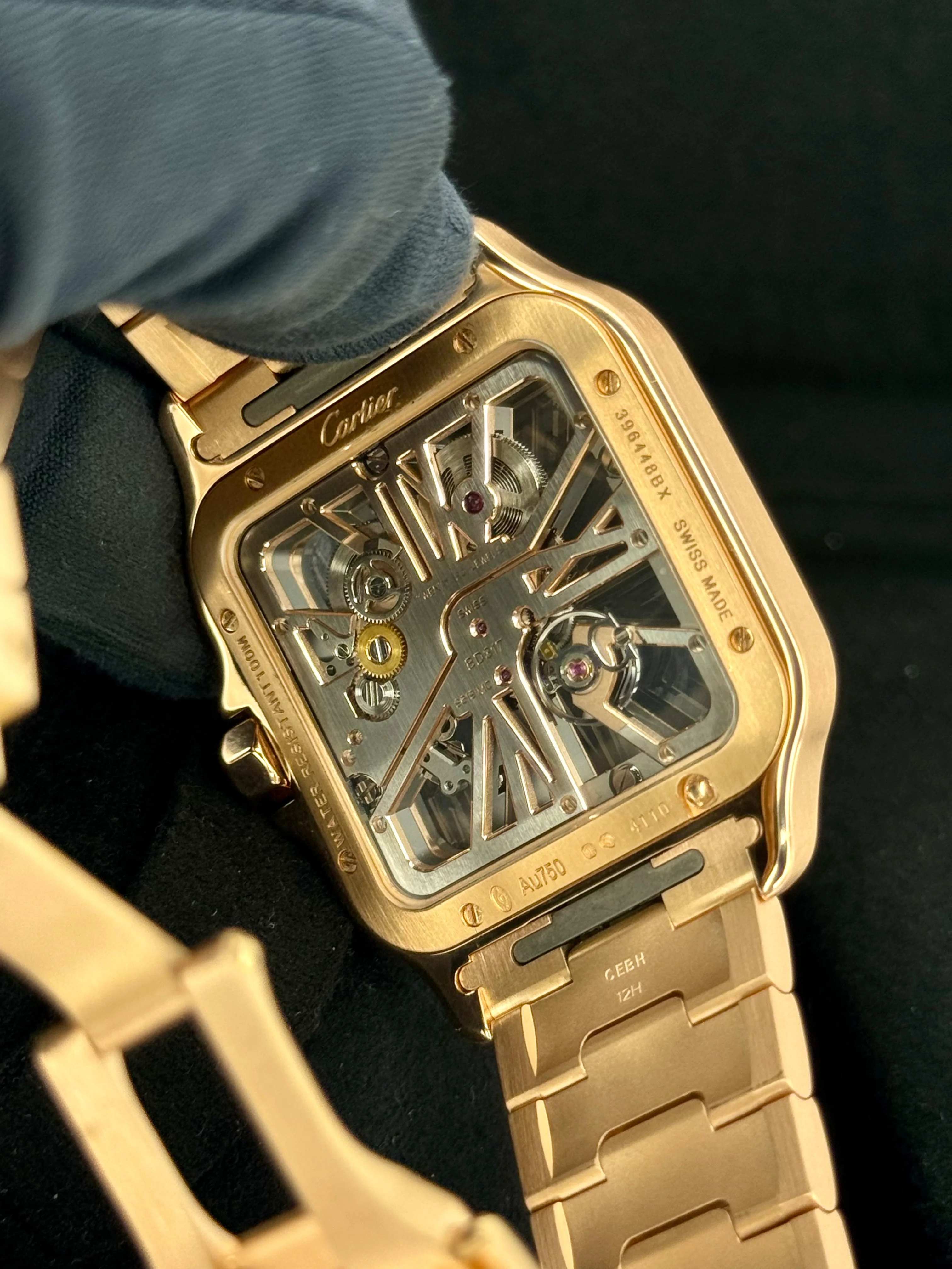2021 Santos De Cartier 39.8mm WHSA0016 Rose Gold Skeleton Dial - Image 11