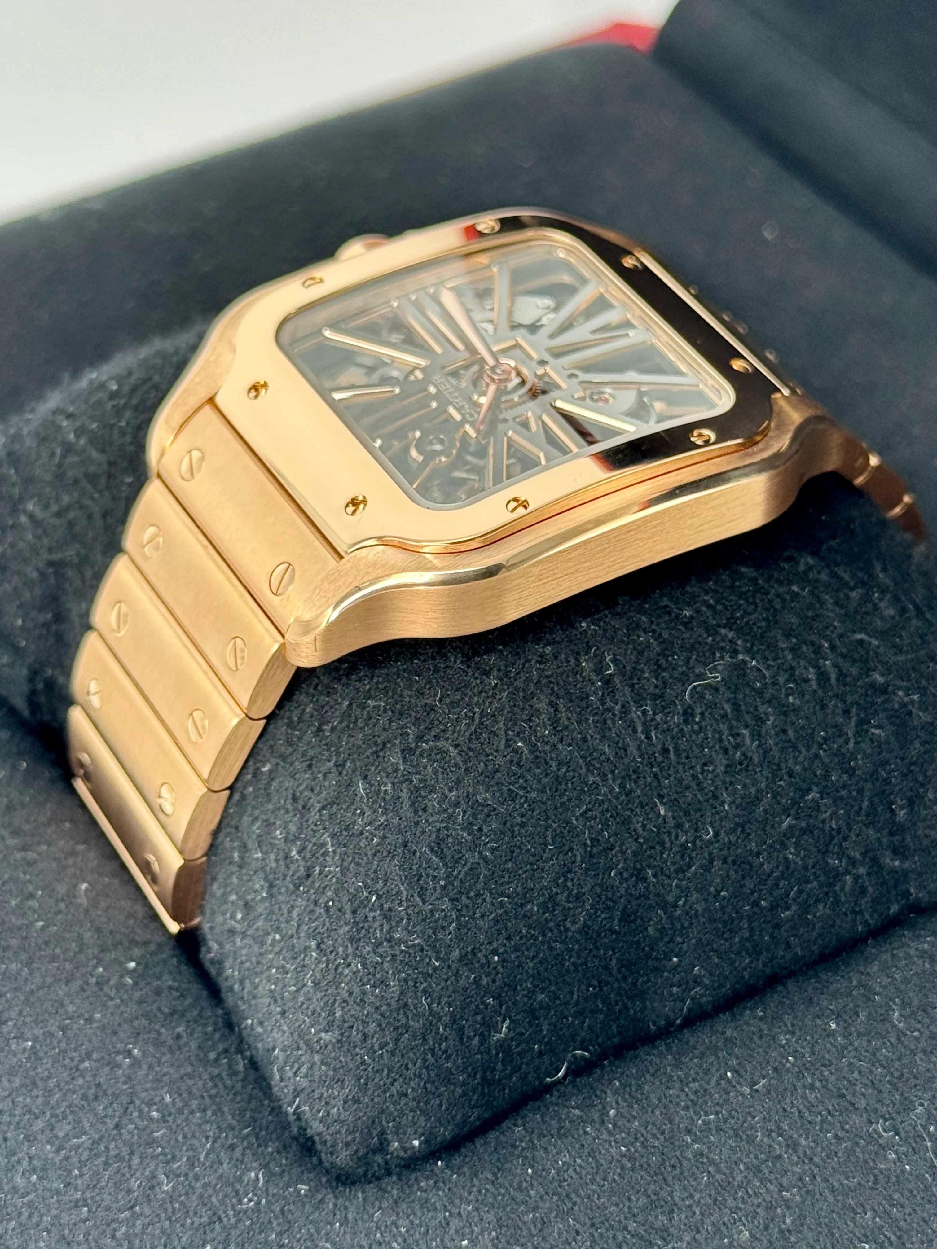 2021 Santos De Cartier 39.8mm WHSA0016 Rose Gold Skeleton Dial - Image 7