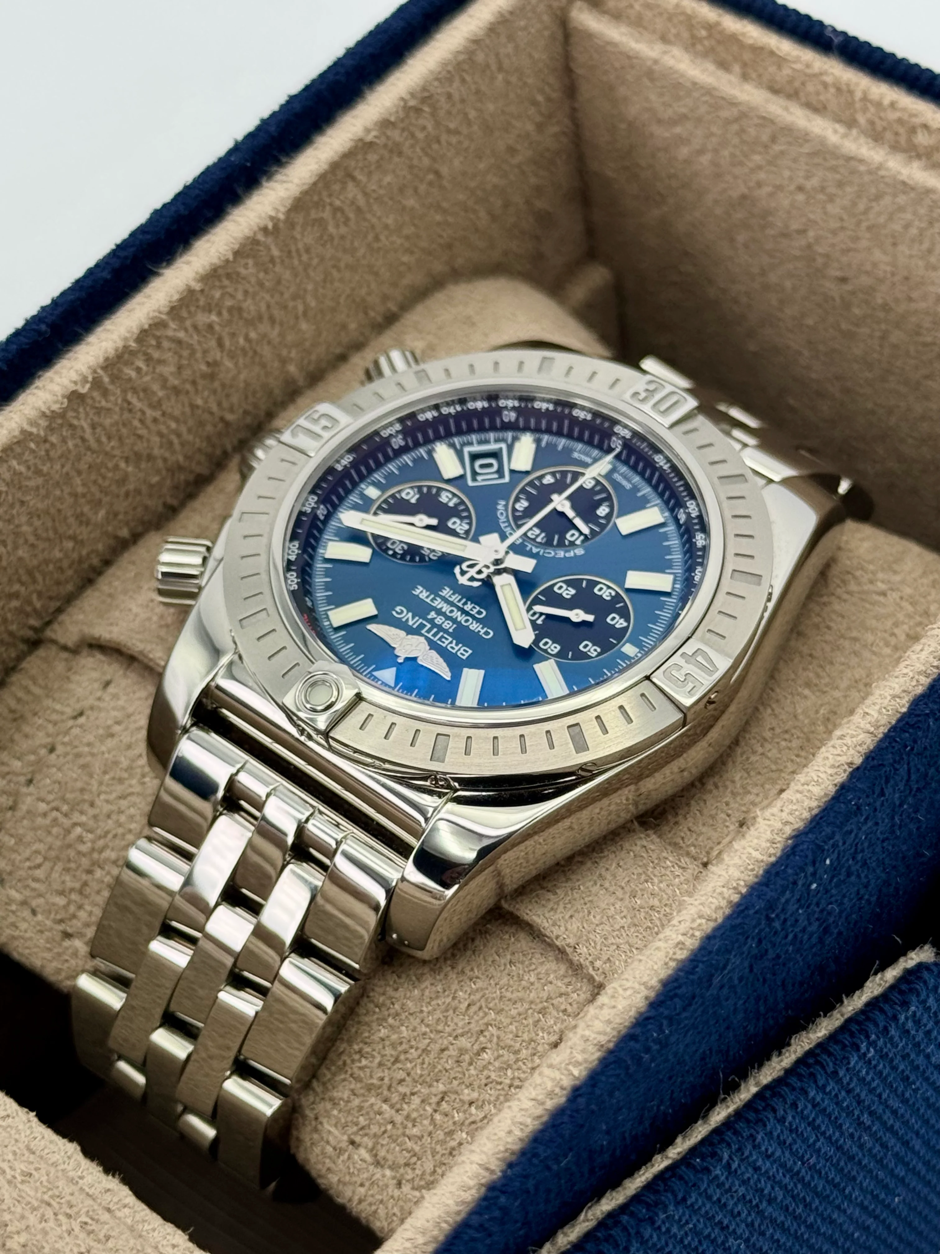 2022 Breitling Chronomat B01 44mm AB0115 Stainless Steel Blue Dial - Image 7