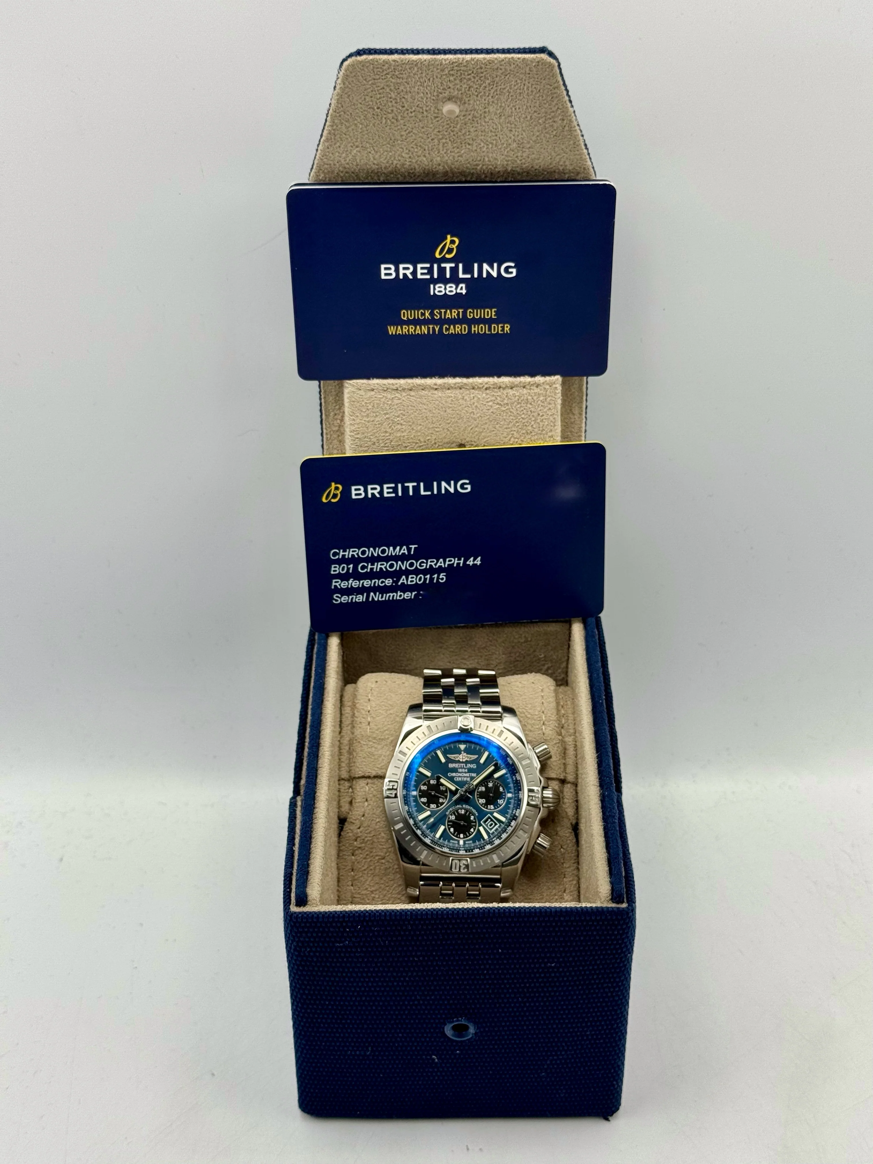 2022 Breitling Chronomat B01 44mm AB0115 Stainless Steel Blue Dial - Image 9