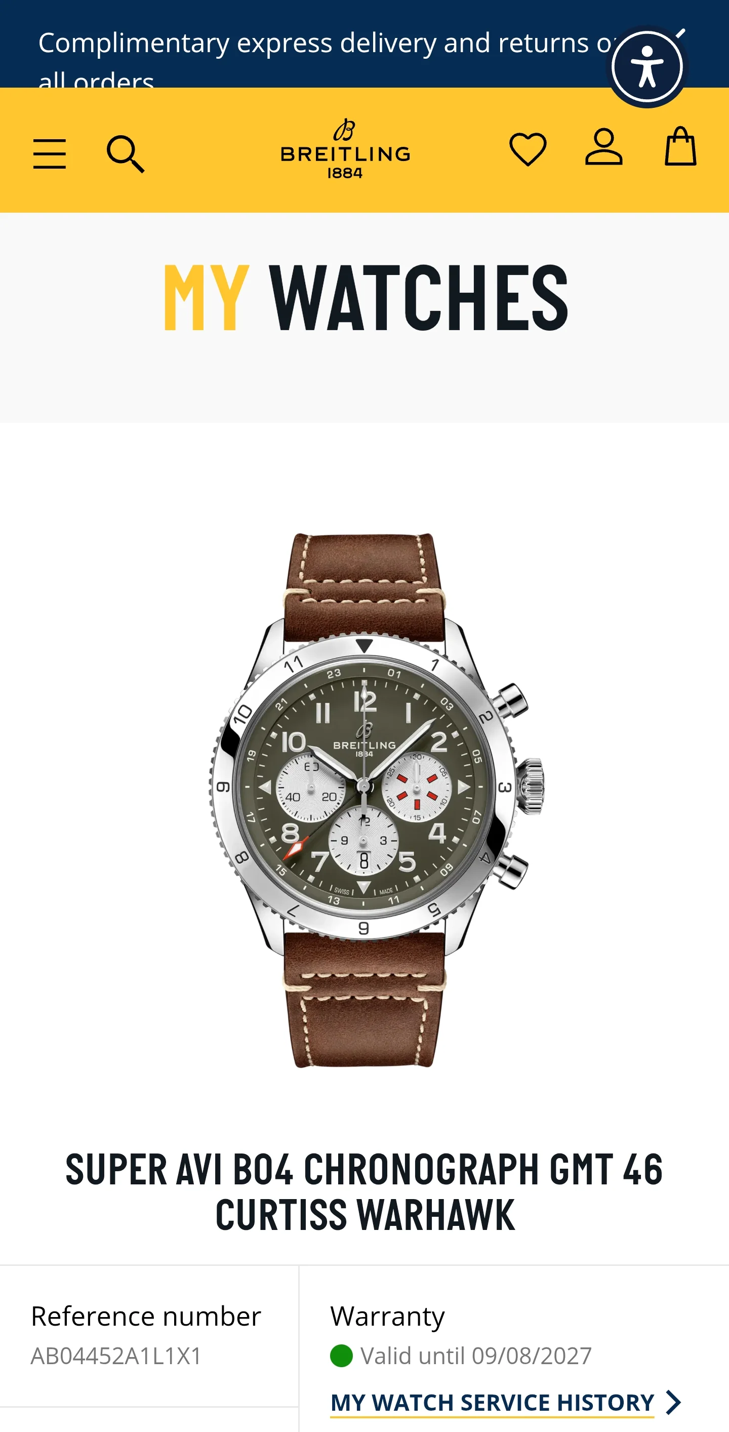 2022 Breitling Super Avi B04 Chronograph GMT "Curtis Warhawk" AB0445 - Image 9