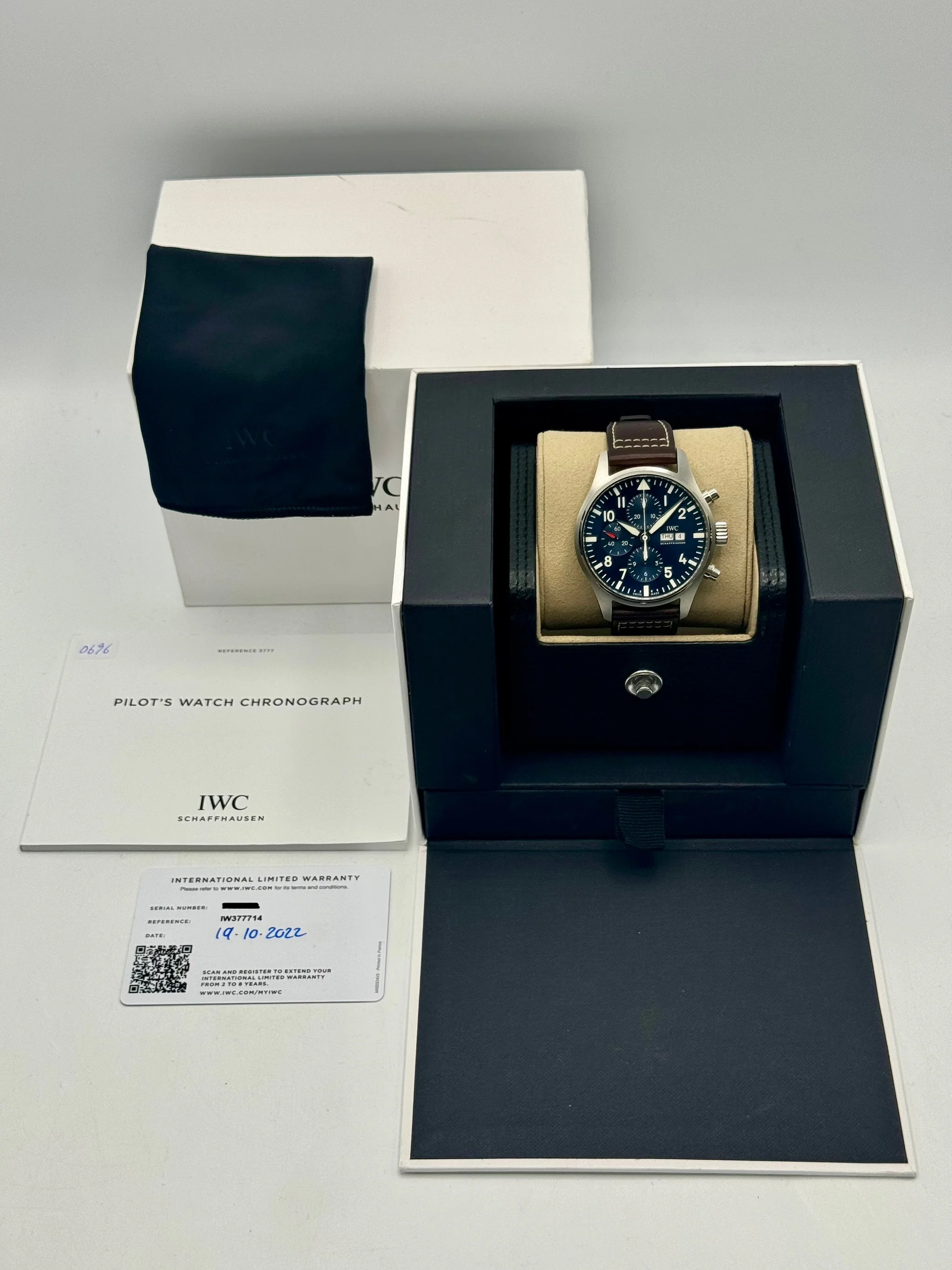 2022 IWC Pilot's Chronograph 43mm IW377714 Stainless Steel Blue Dial - Image 12