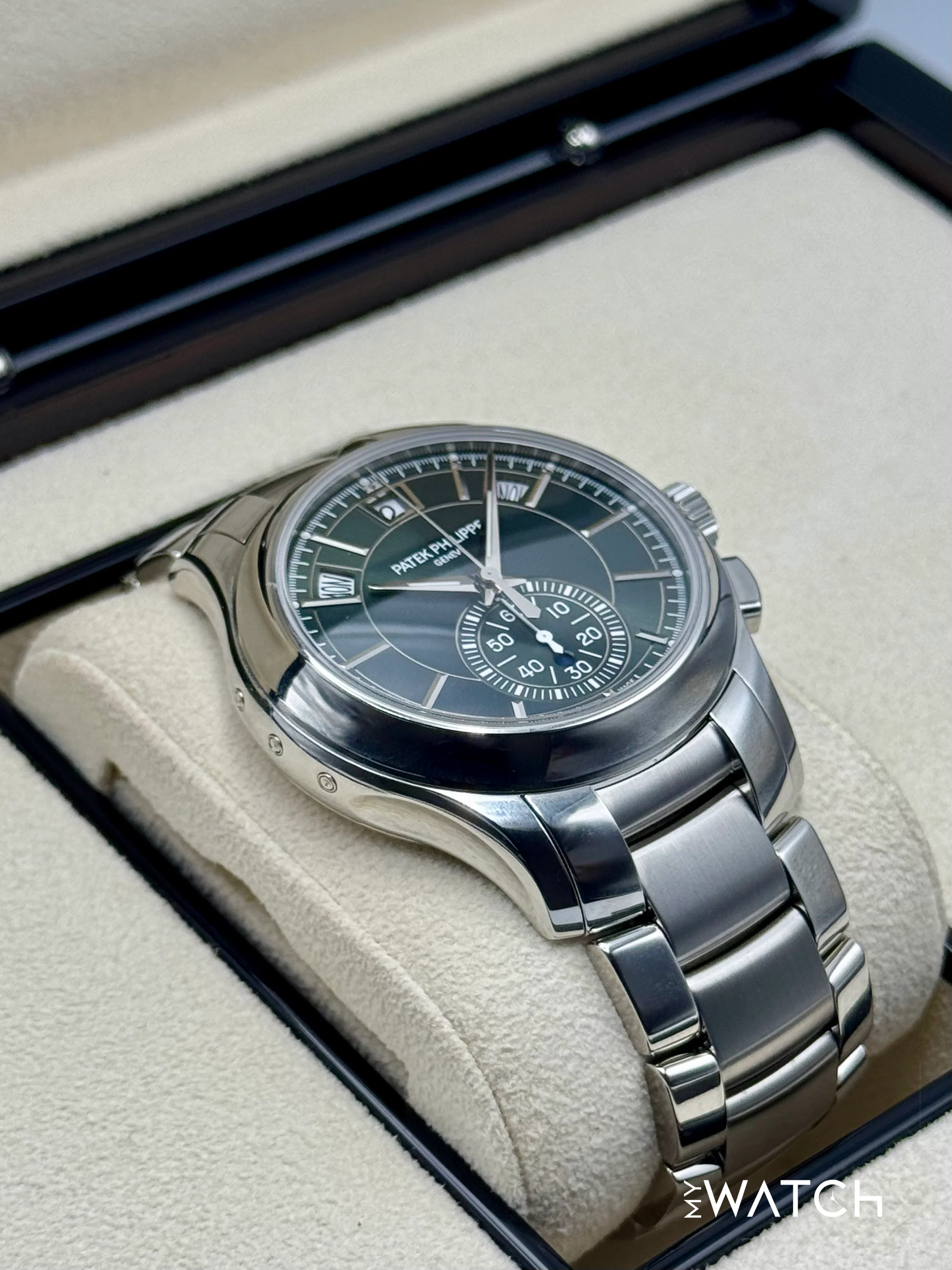 2022 Patek Philippe Flyback Chronograph Annual Calendar 5905/1A Olive Green Dial - Image 6