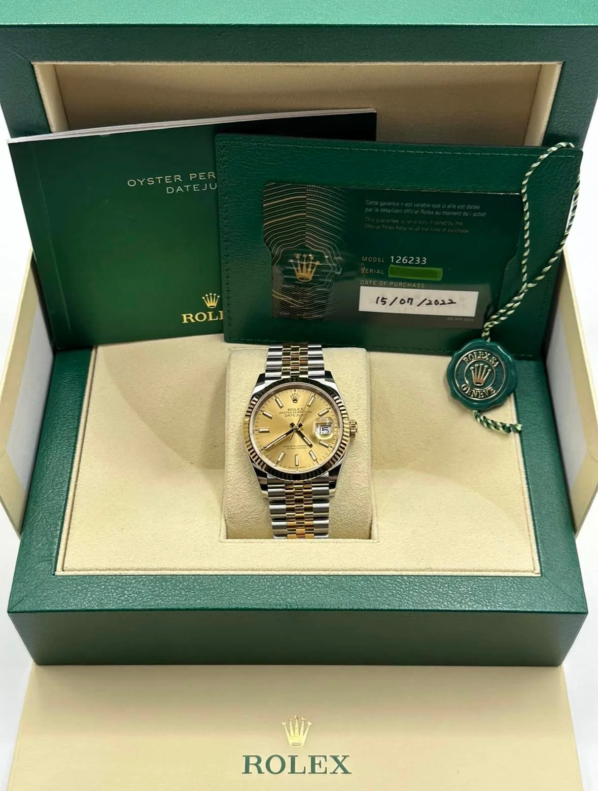 2022 Rolex Datejust 36mm 126233 Two-Tone Jubilee Champaign Stick Dial - Image 11