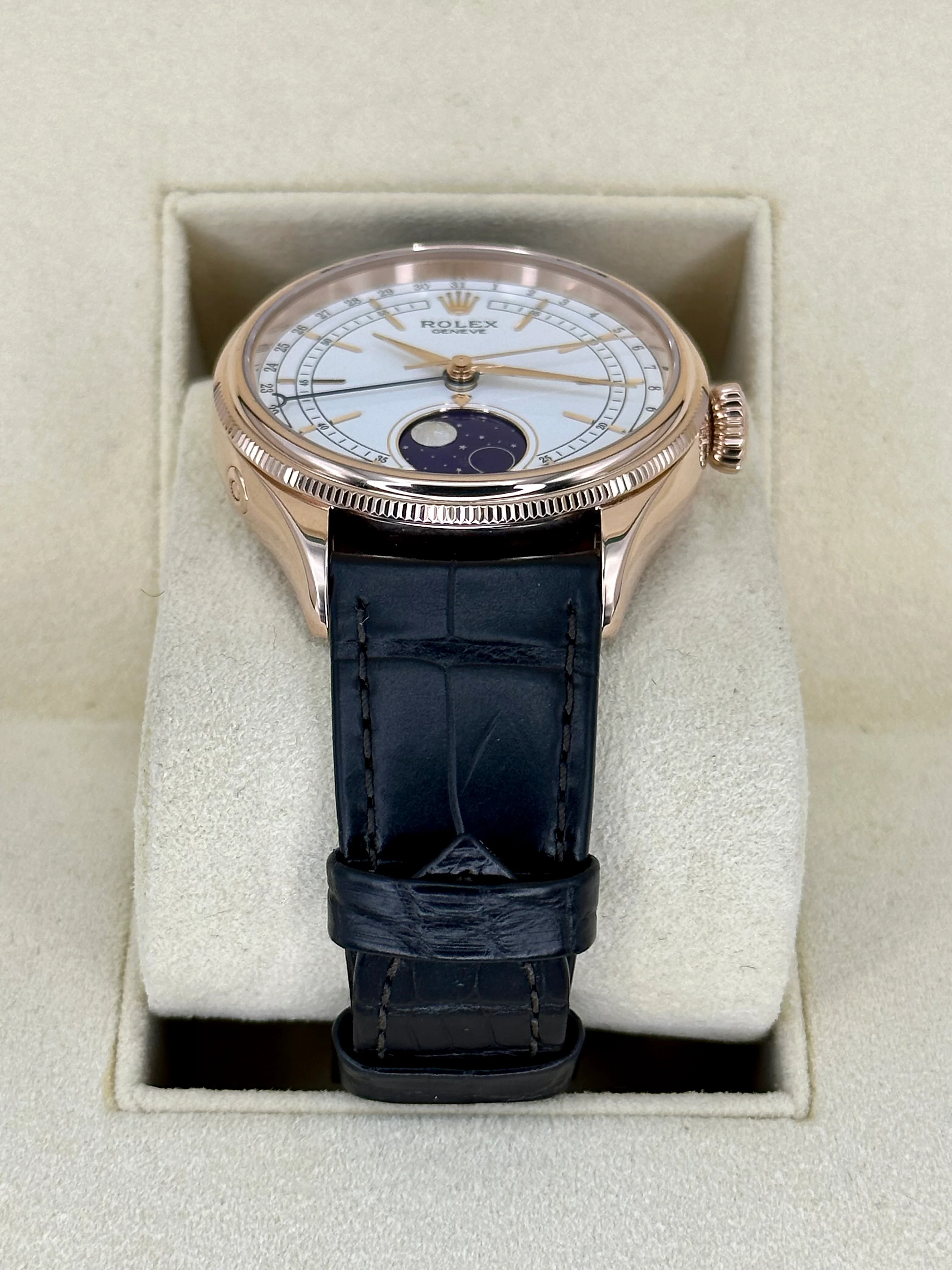 2022 Rolex Cellini Moonphase 39mm 50535 Rose Gold White Dial - Image 3