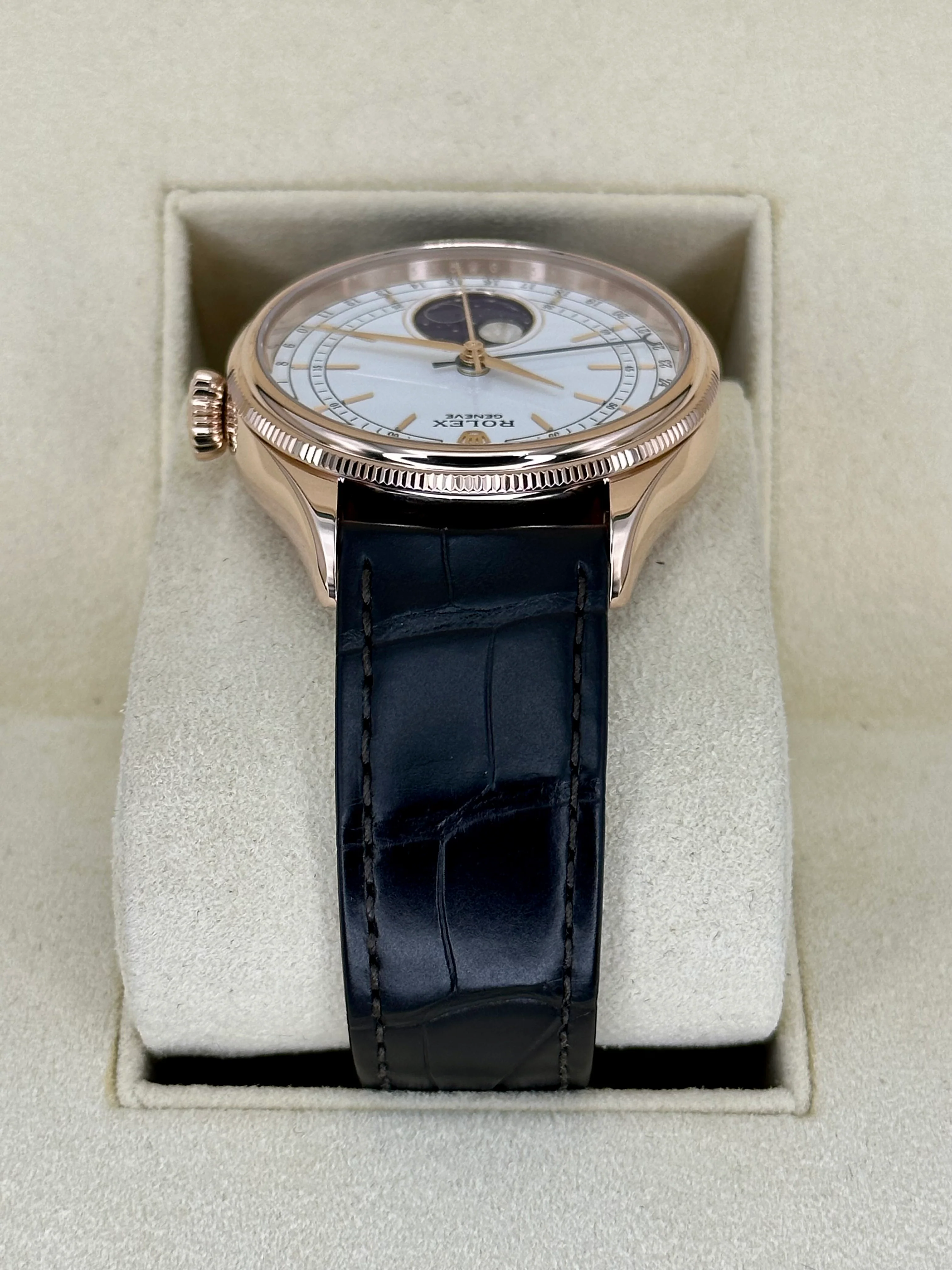 2022 Rolex Cellini Moonphase 39mm 50535 Rose Gold White Dial - Image 4
