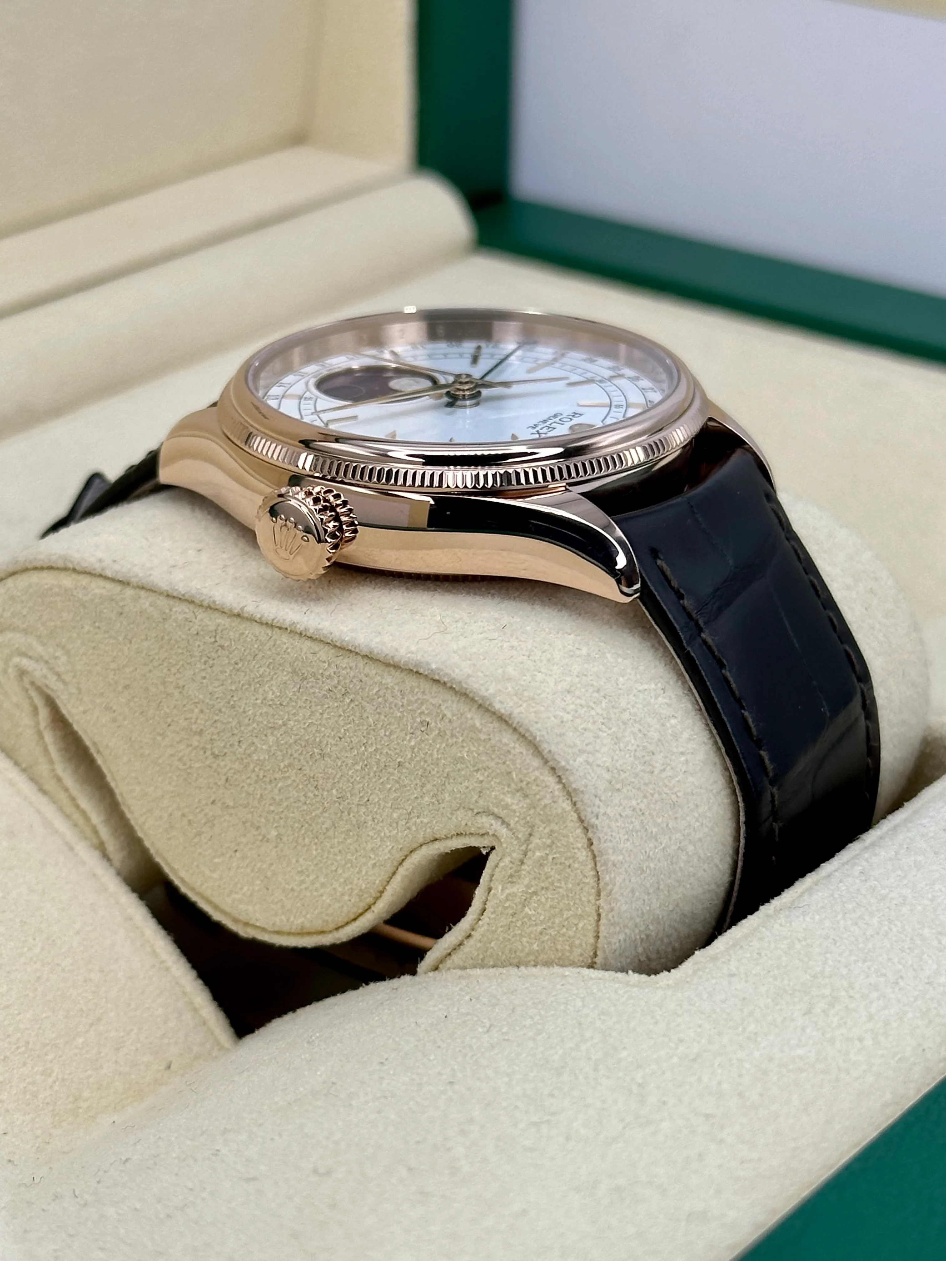 2022 Rolex Cellini Moonphase 39mm 50535 Rose Gold White Dial - Image 7
