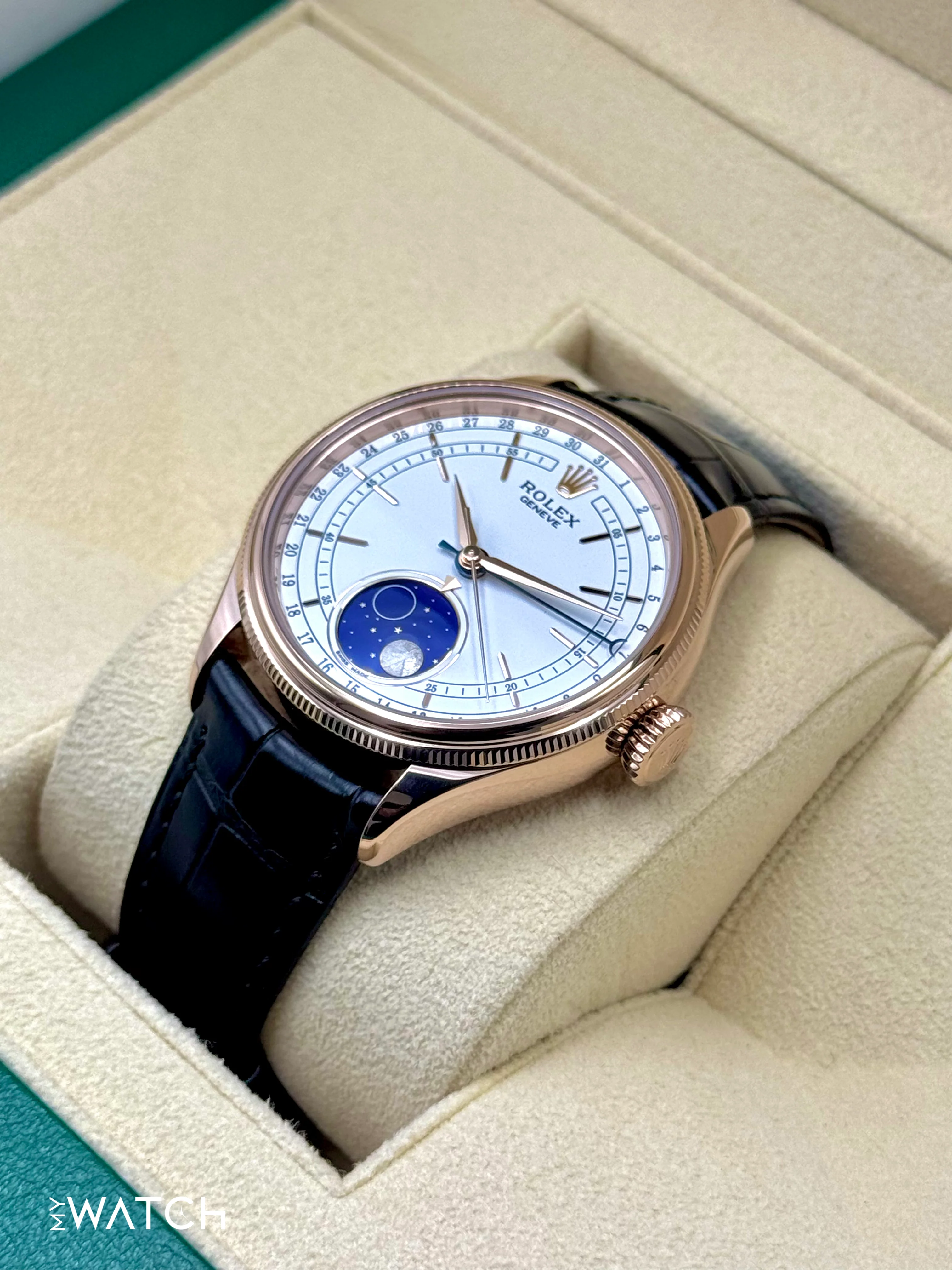 2022 Rolex Cellini Moonphase 39mm 50535 Rose Gold White Dial - Image 5