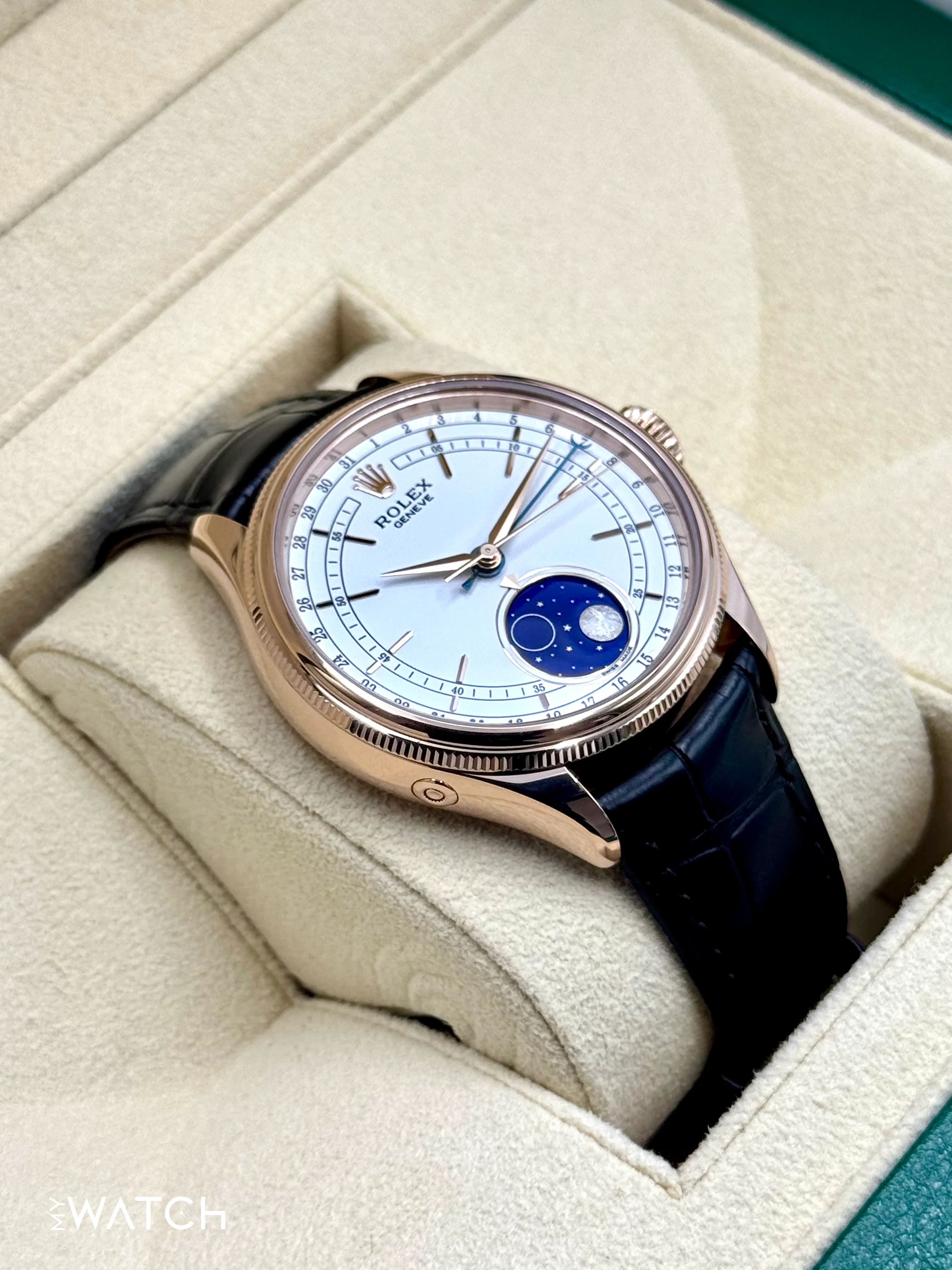 2022 Rolex Cellini Moonphase 39mm 50535 Rose Gold White Dial - Image 6
