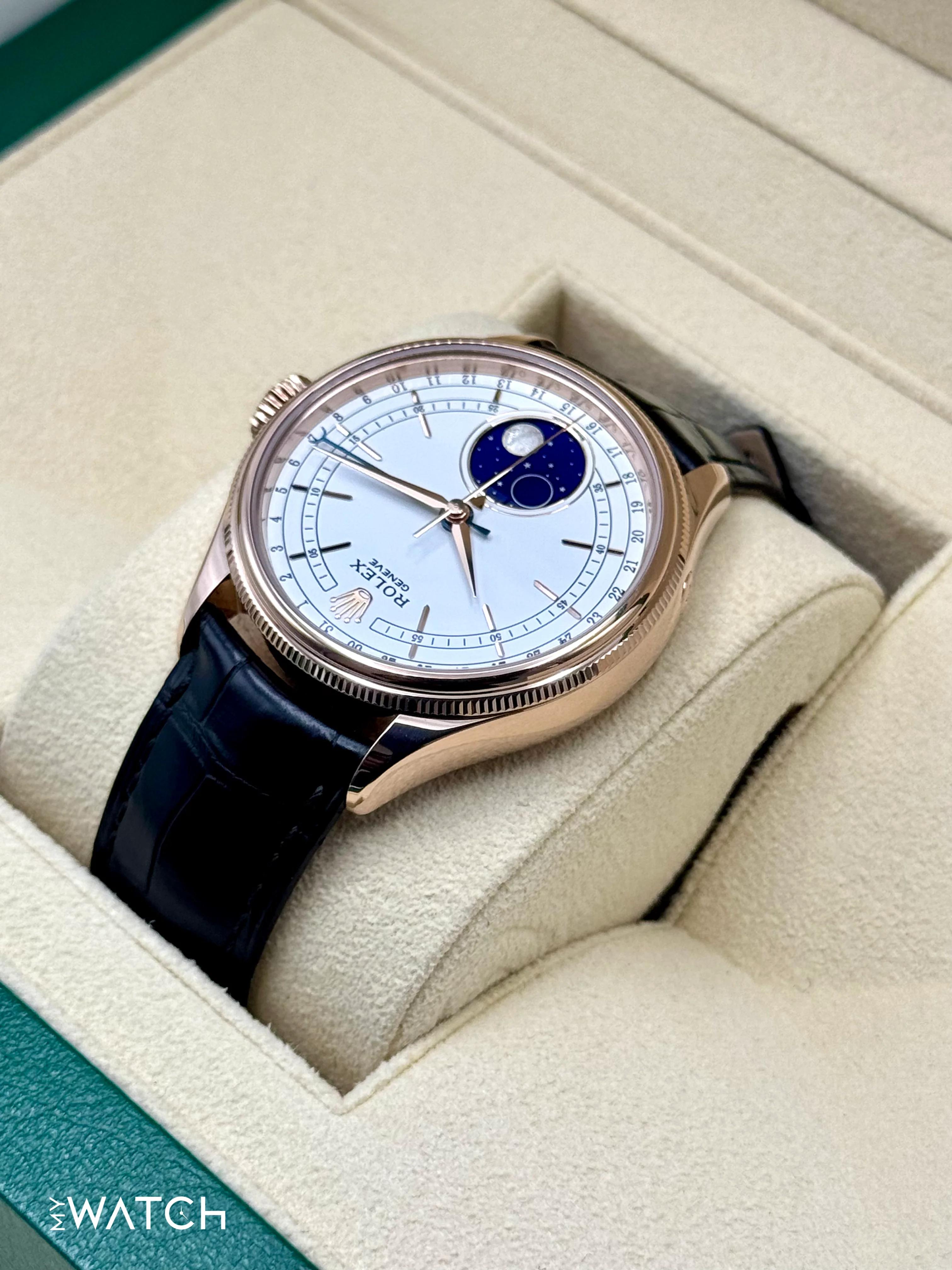 2022 Rolex Cellini Moonphase 39mm 50535 Rose Gold White Dial - Image 7