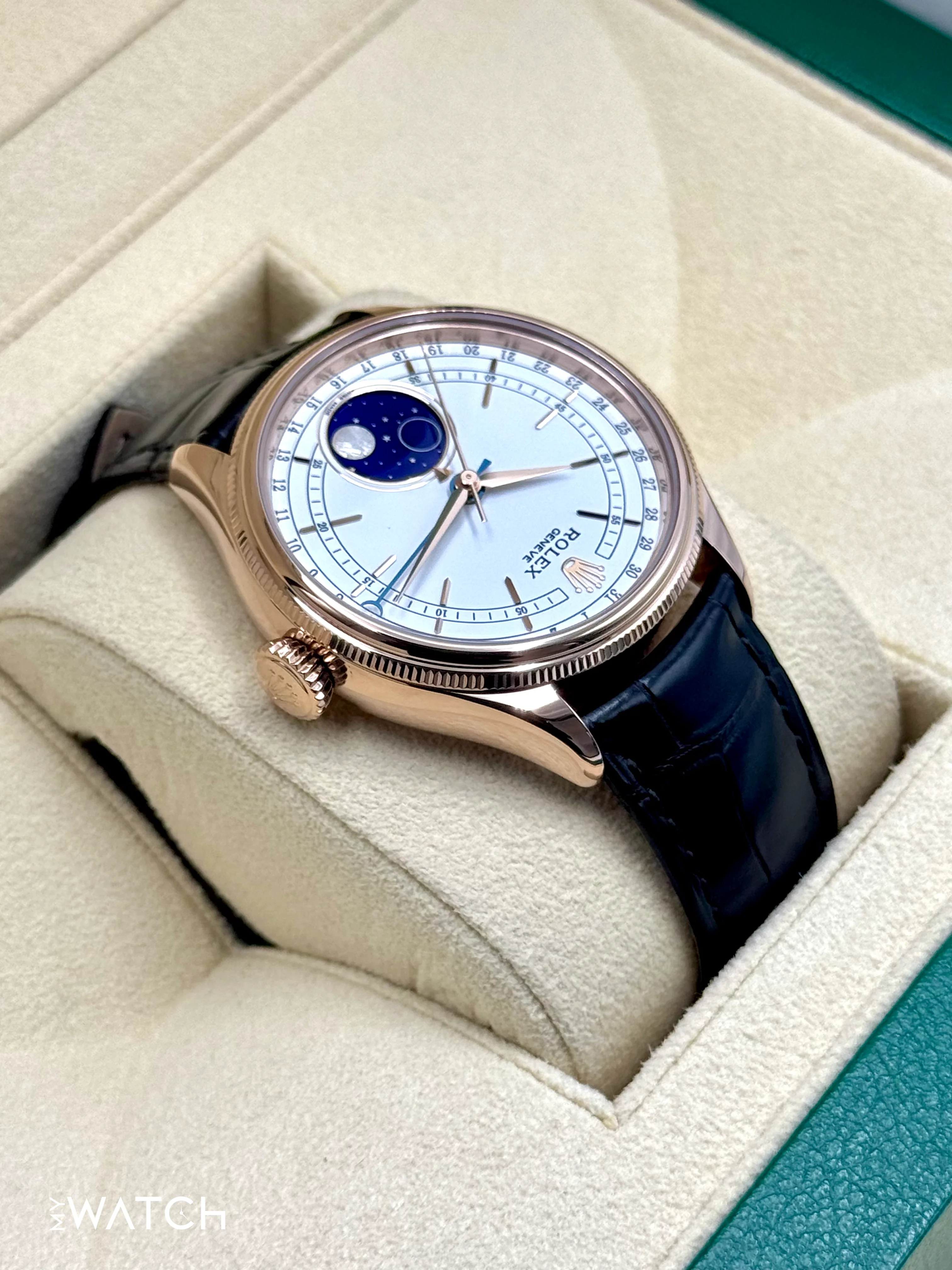 2022 Rolex Cellini Moonphase 39mm 50535 Rose Gold White Dial - Image 8