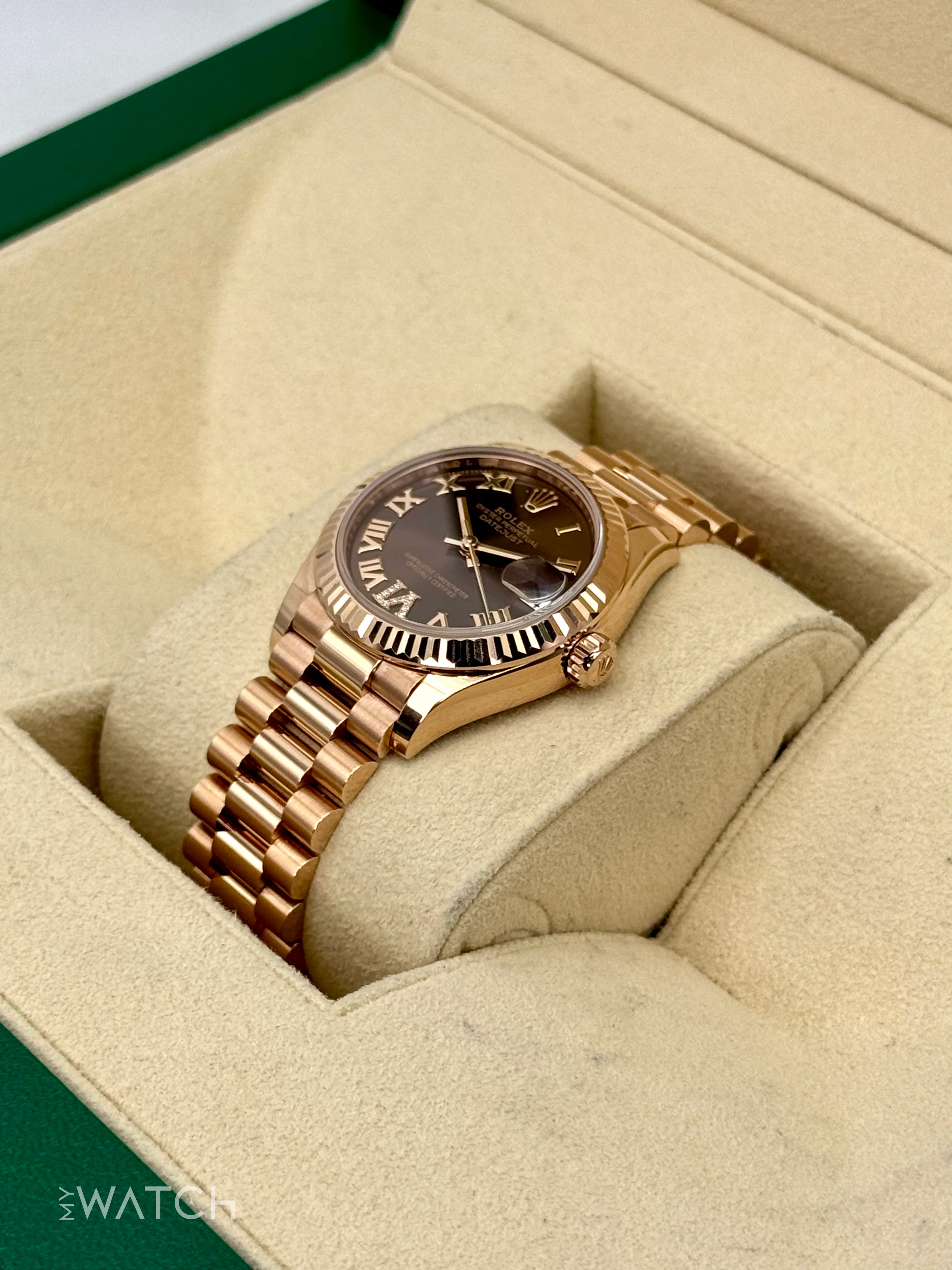 2022 Rolex Datejust 31mm 278275 Rose Gold Chocolate Diamond Dial - Image 5