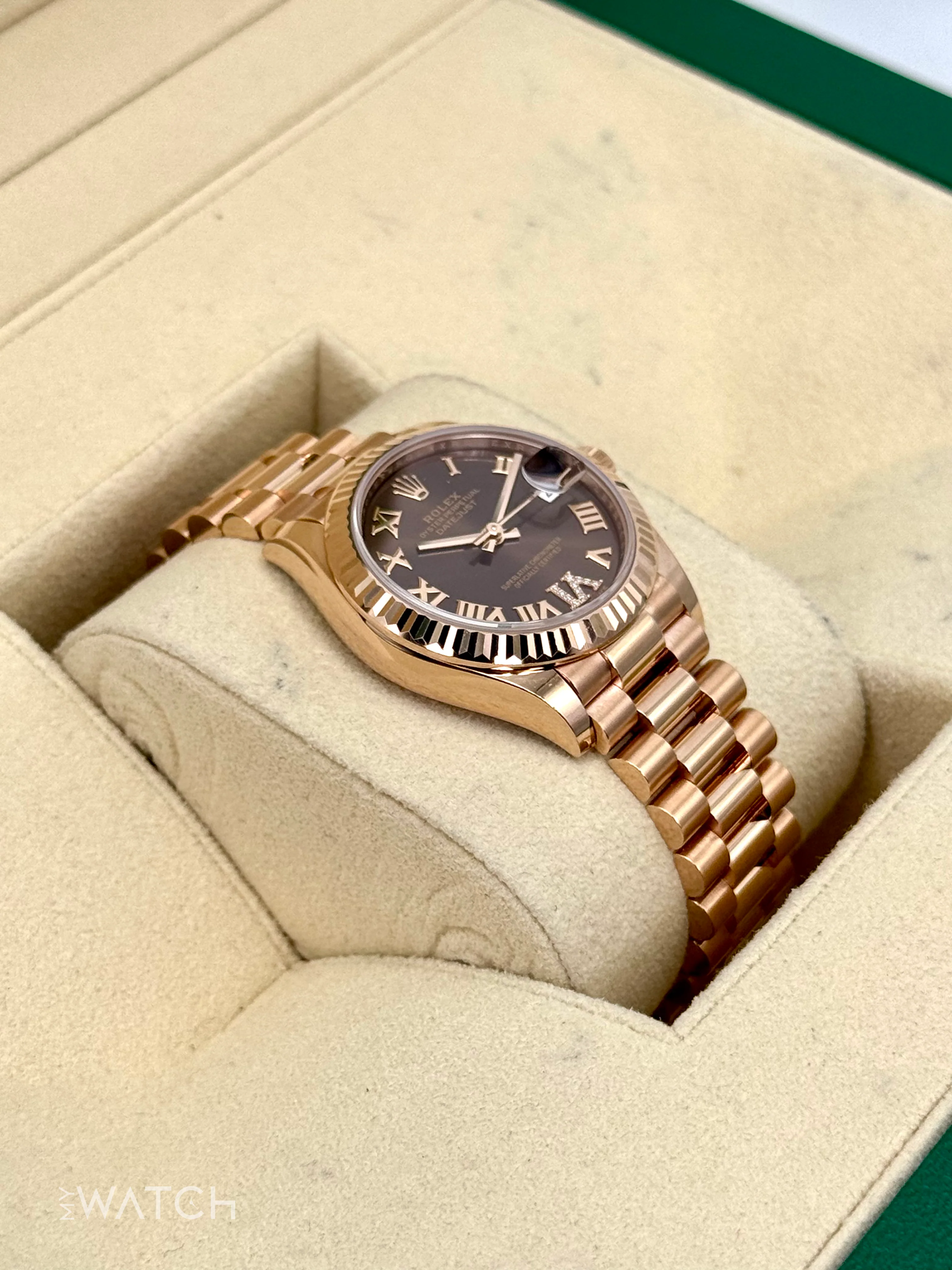 2022 Rolex Datejust 31mm 278275 Rose Gold Chocolate Diamond Dial - Image 6