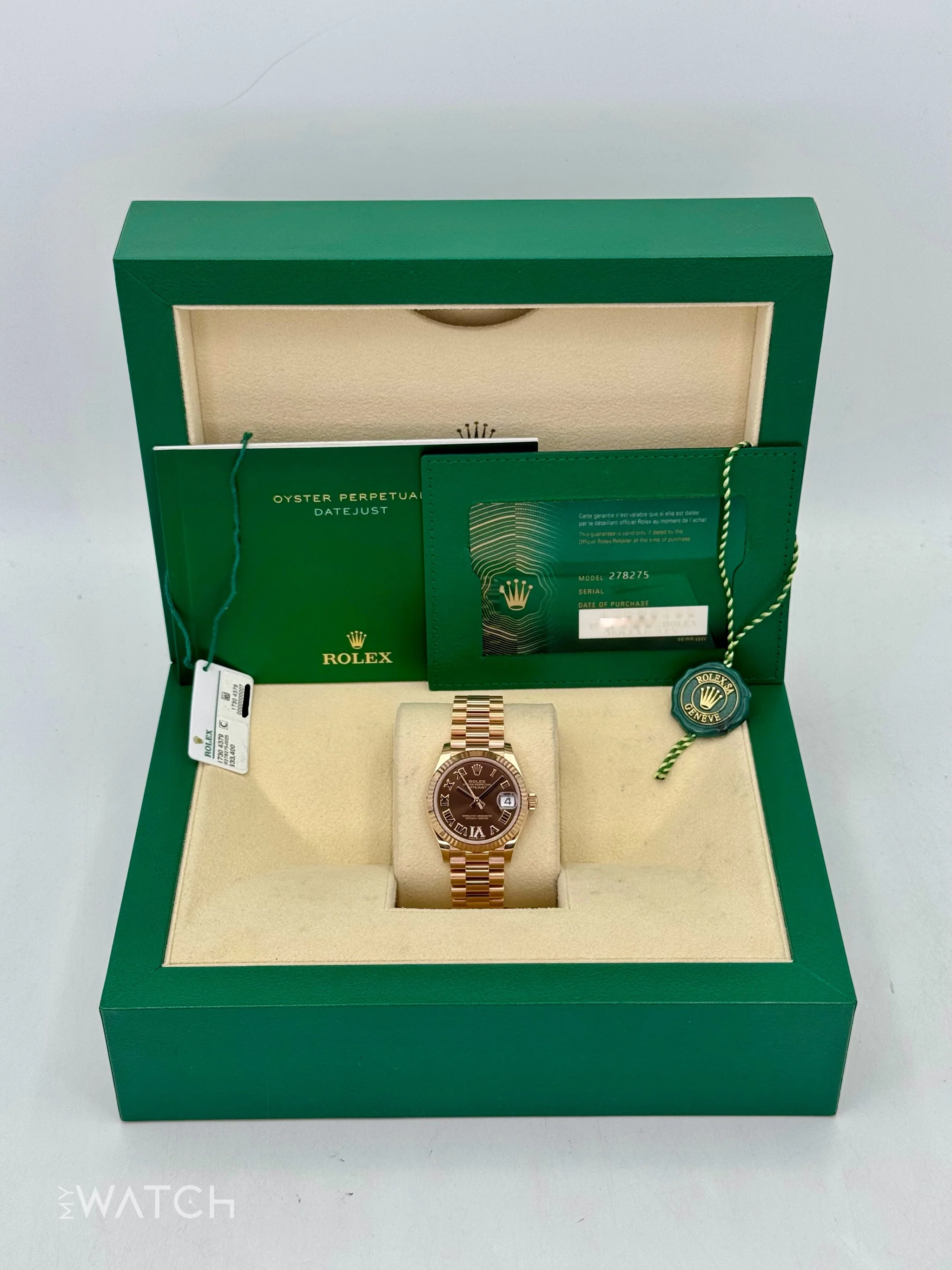 2022 Rolex Datejust 31mm 278275 Rose Gold Chocolate Diamond Dial - Image 9