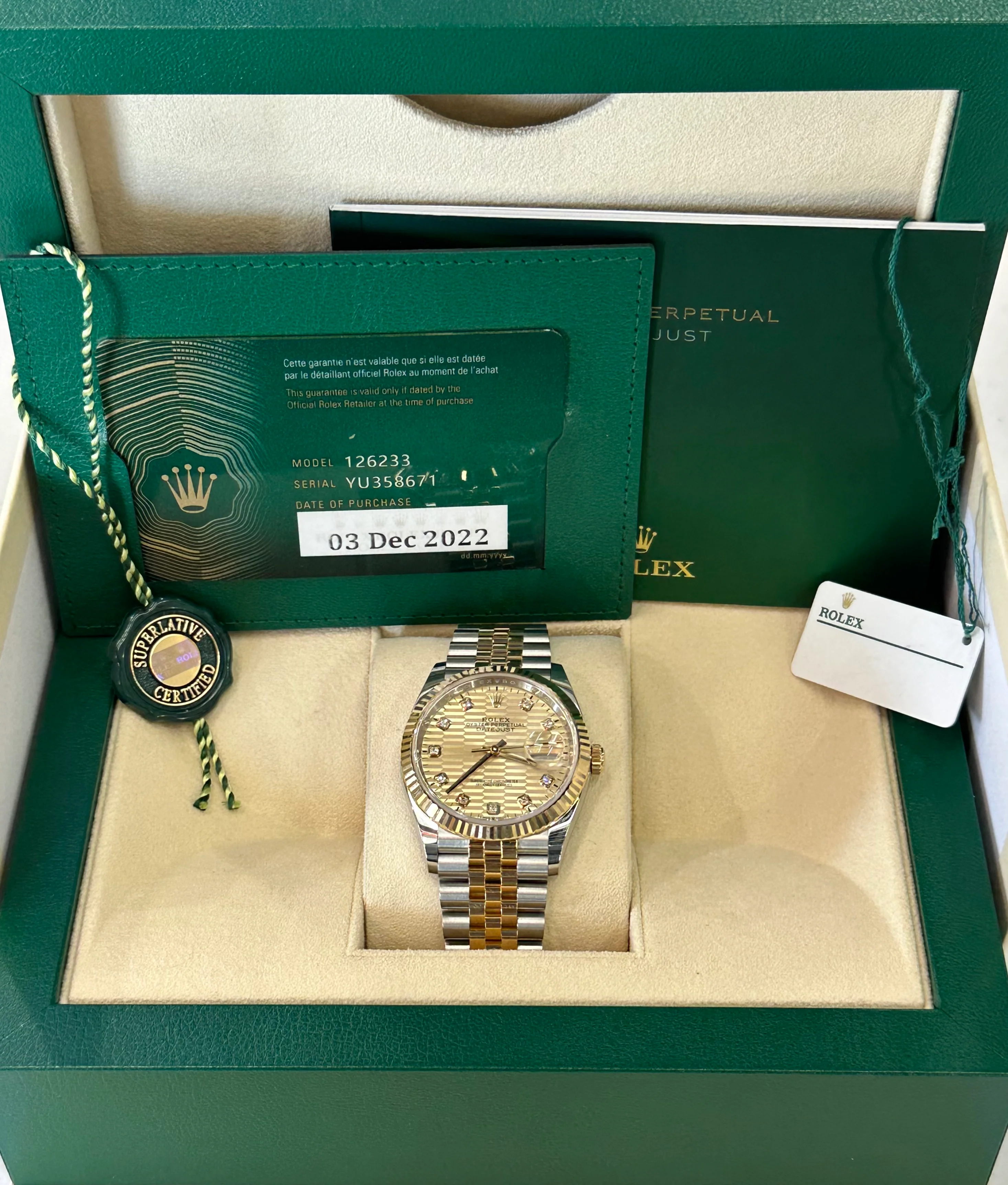 2022 Rolex Datejust 36mm 126233 Two-Tone Jubilee Champagne Dial - Image 3