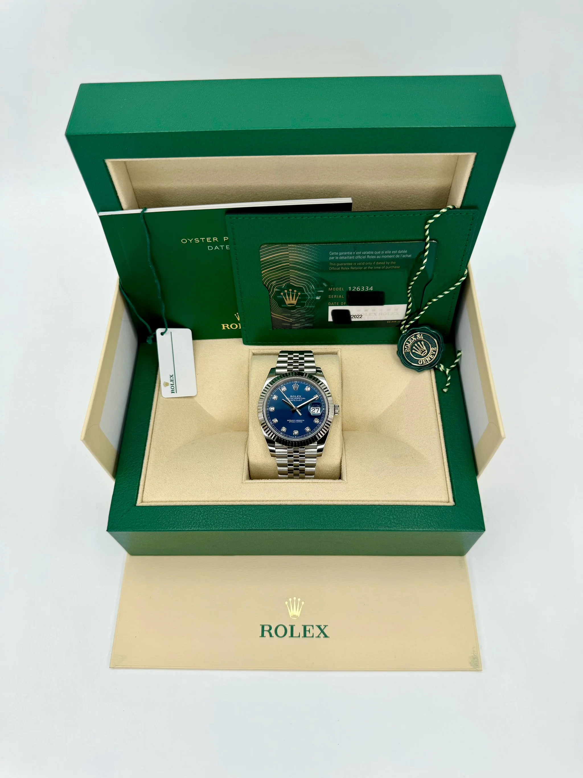 2022 Rolex Datejust 41mm 126334 Jubilee Blue Diamond Dial - Image 11