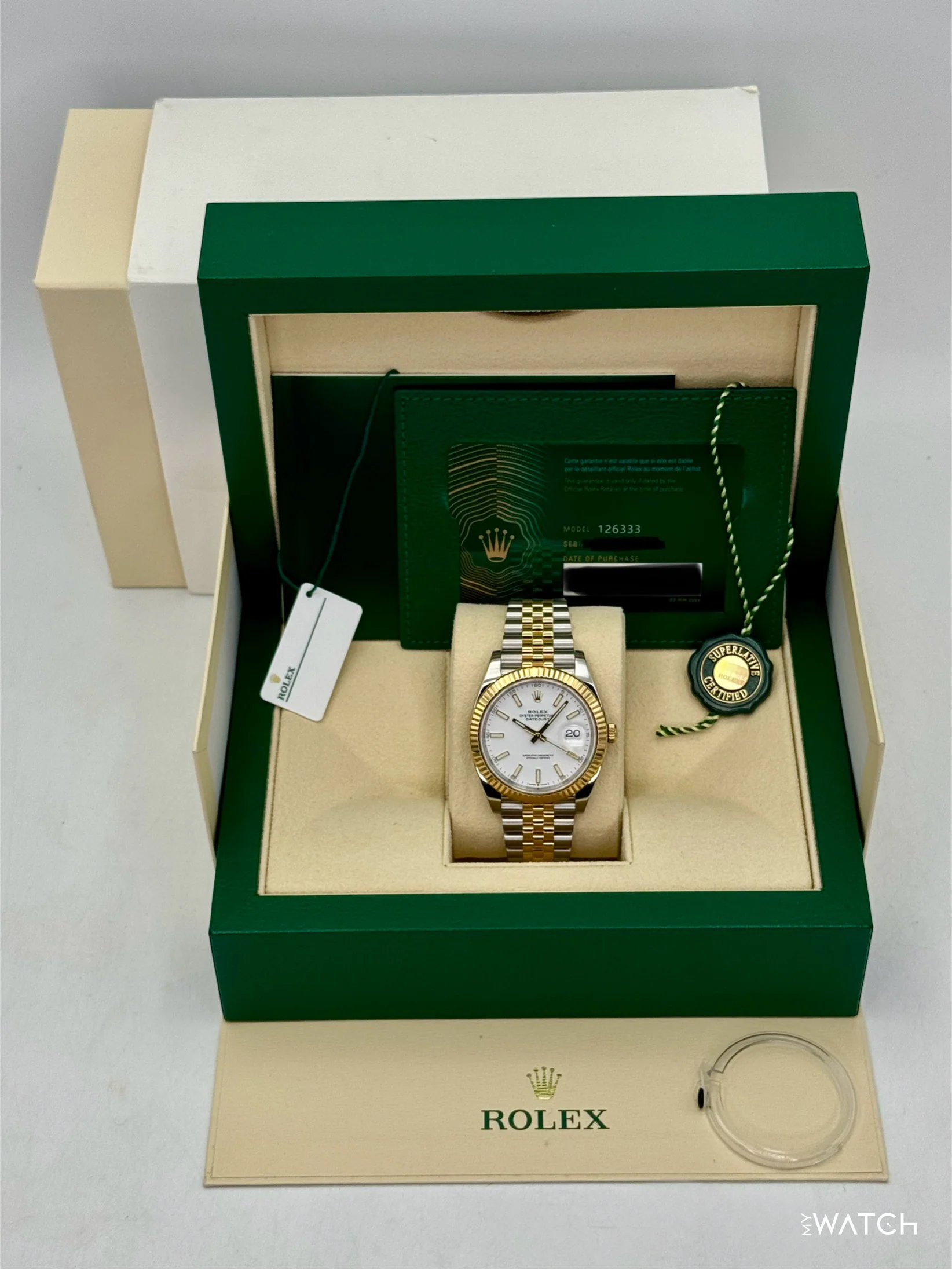 2022 Rolex Datejust 41mm 126333 Two-Tone Jubilee White Dial - Image 9