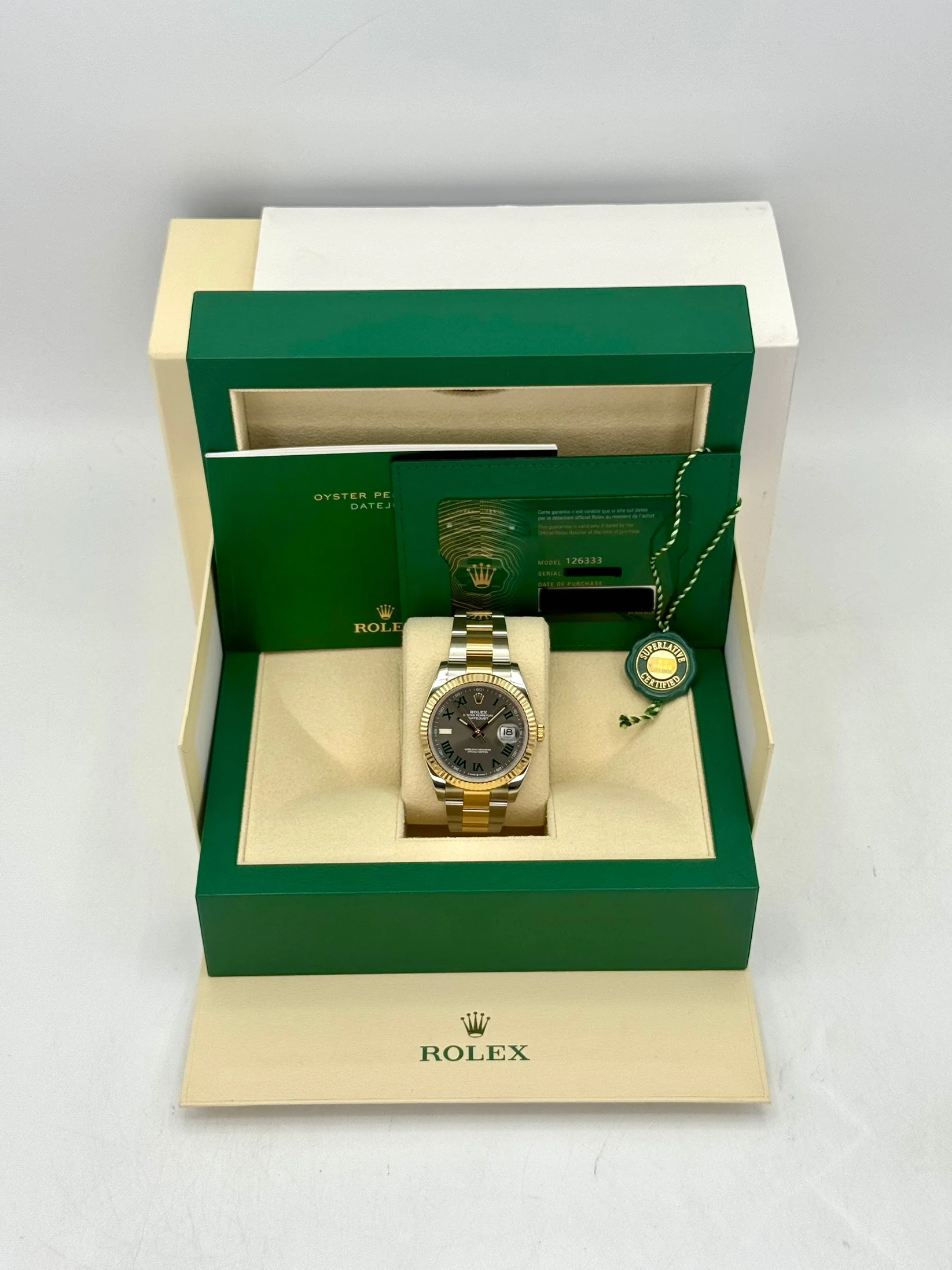 2022 Rolex Datejust 41mm 126333 Two-Tone Oyster Wimbledon Dial - Image 9