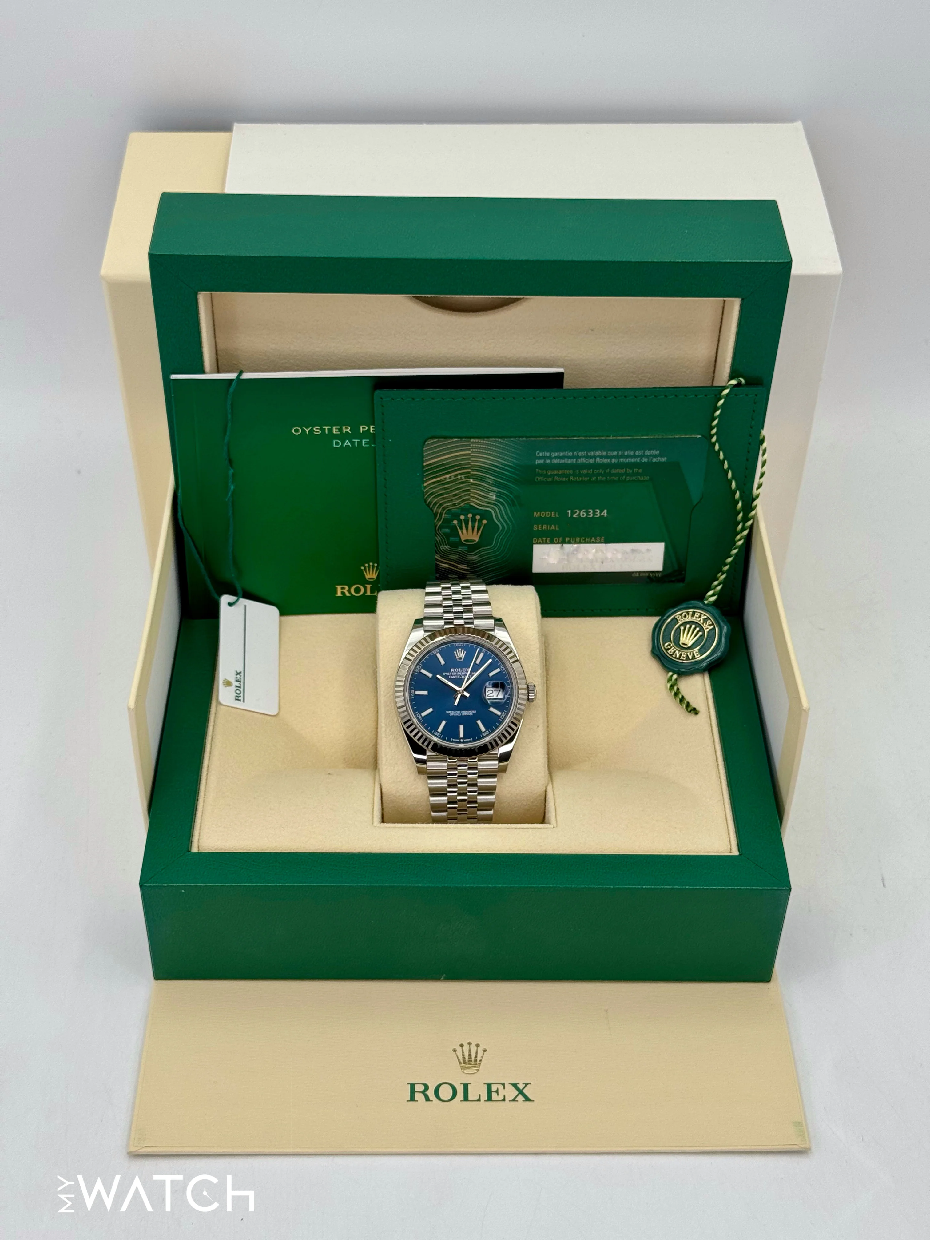 2022 Rolex Datejust 41mm 126334 Stainless Steel Jubilee Blue Dial - Image 9