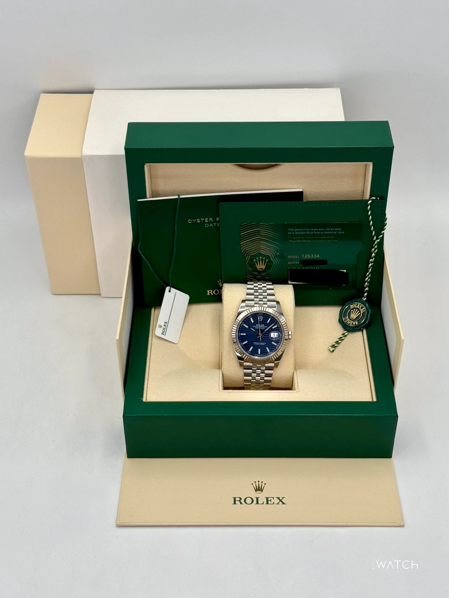 2022 Rolex Datejust 41mm 126334 Stainless Steel Jubilee Blue Motif Dial - Image 9
