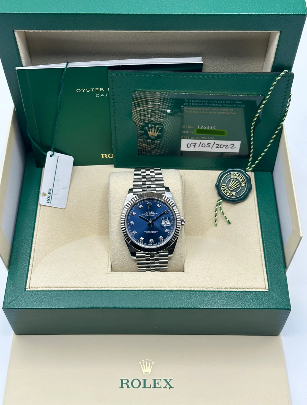 2022 Rolex Datejust 41mm 126334 Jubilee Blue Diamond Dial - Image 12