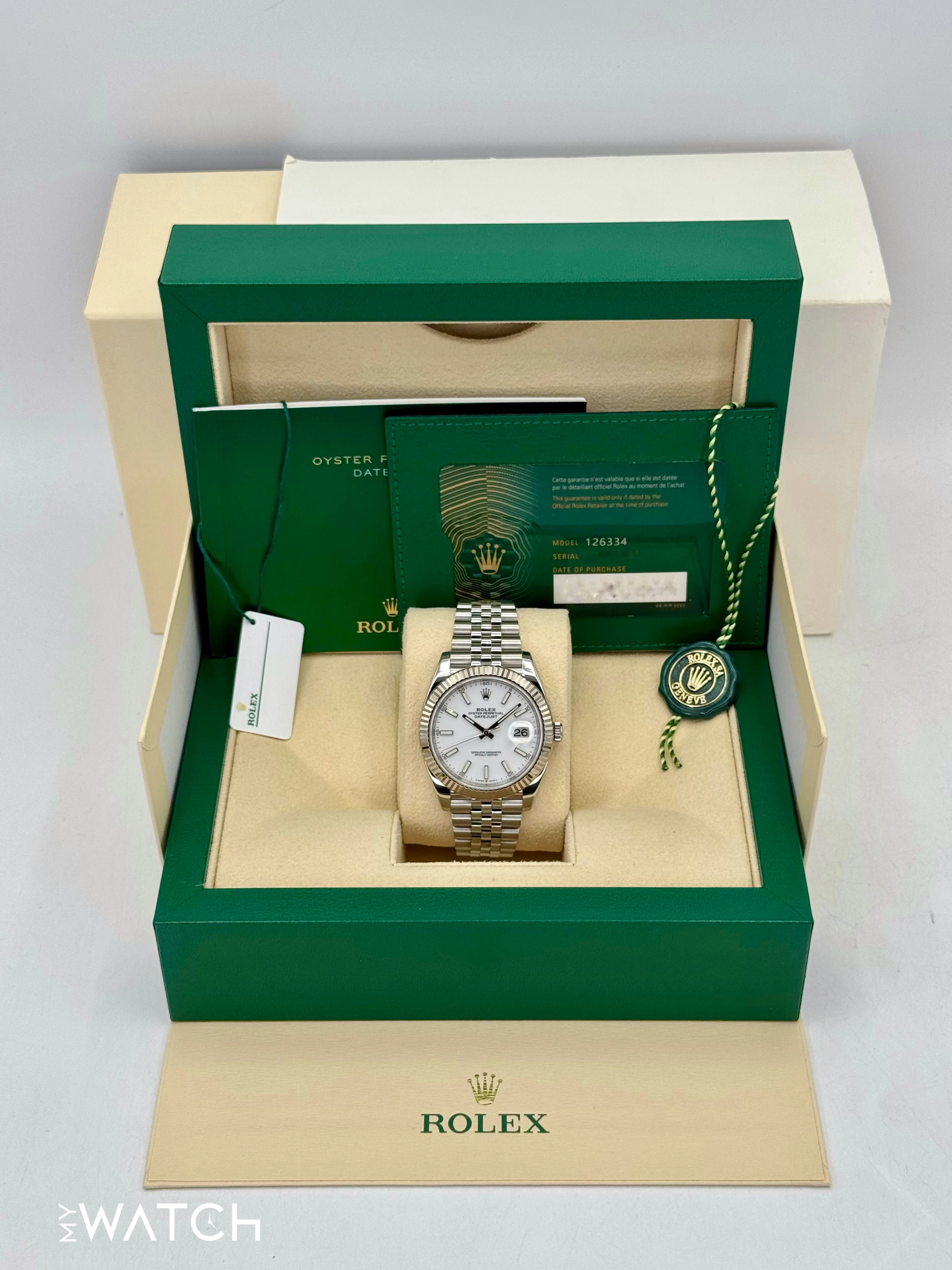 2022 Rolex Datejust 41mm 126334 Stainless Steel Jubilee White Dial - Image 9