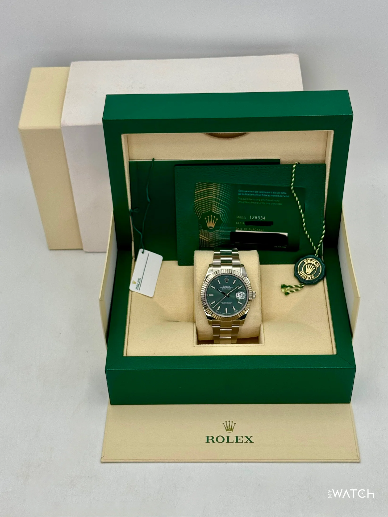 2022 Rolex Datejust 41mm 126334 Stainless Steel Oyster Mint Green Dial - Image 9