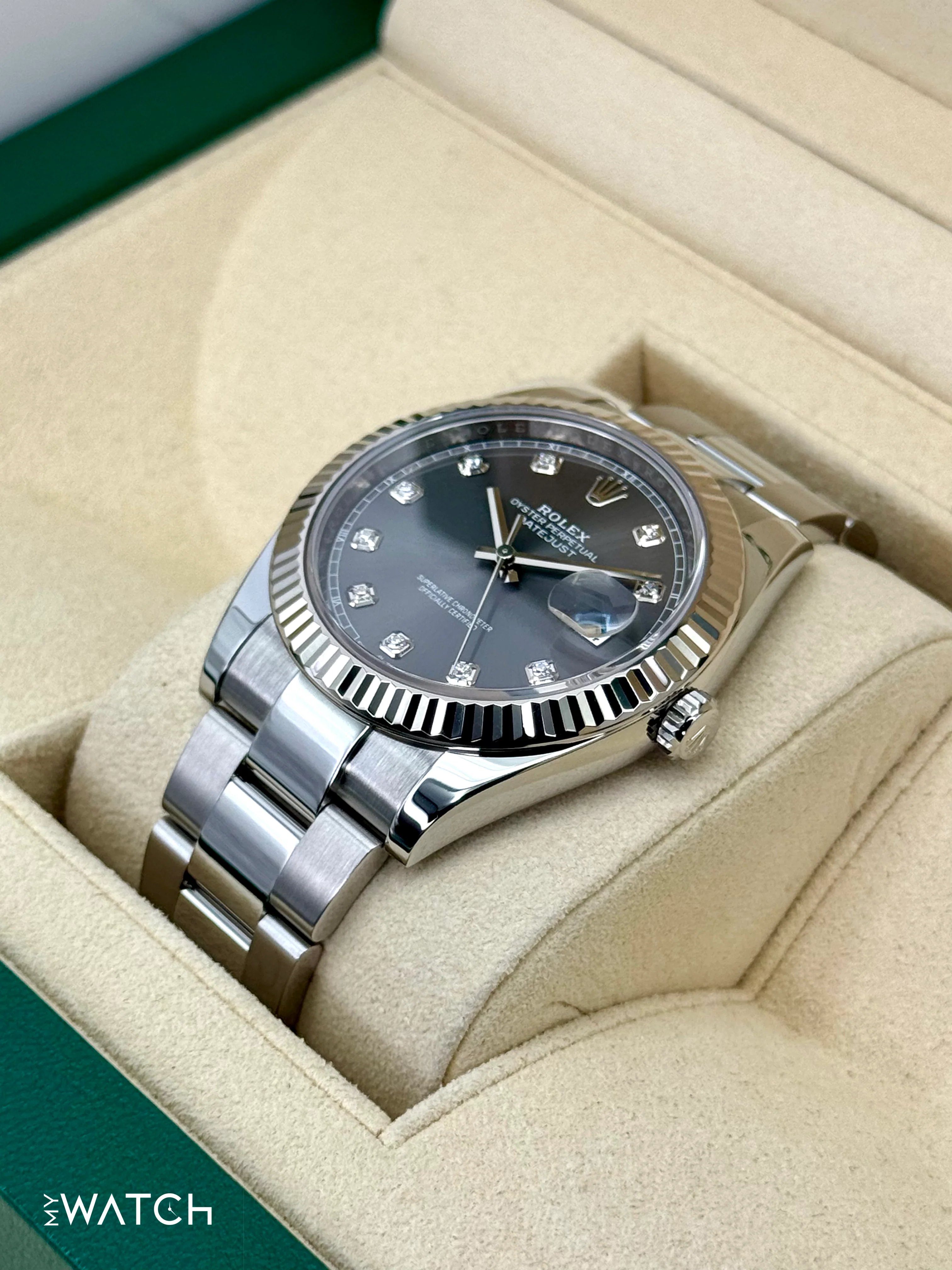 2022 Rolex Datejust 41mm 126334 Stainless Steel Oyster Rhodium Diamond Dial - Image 5