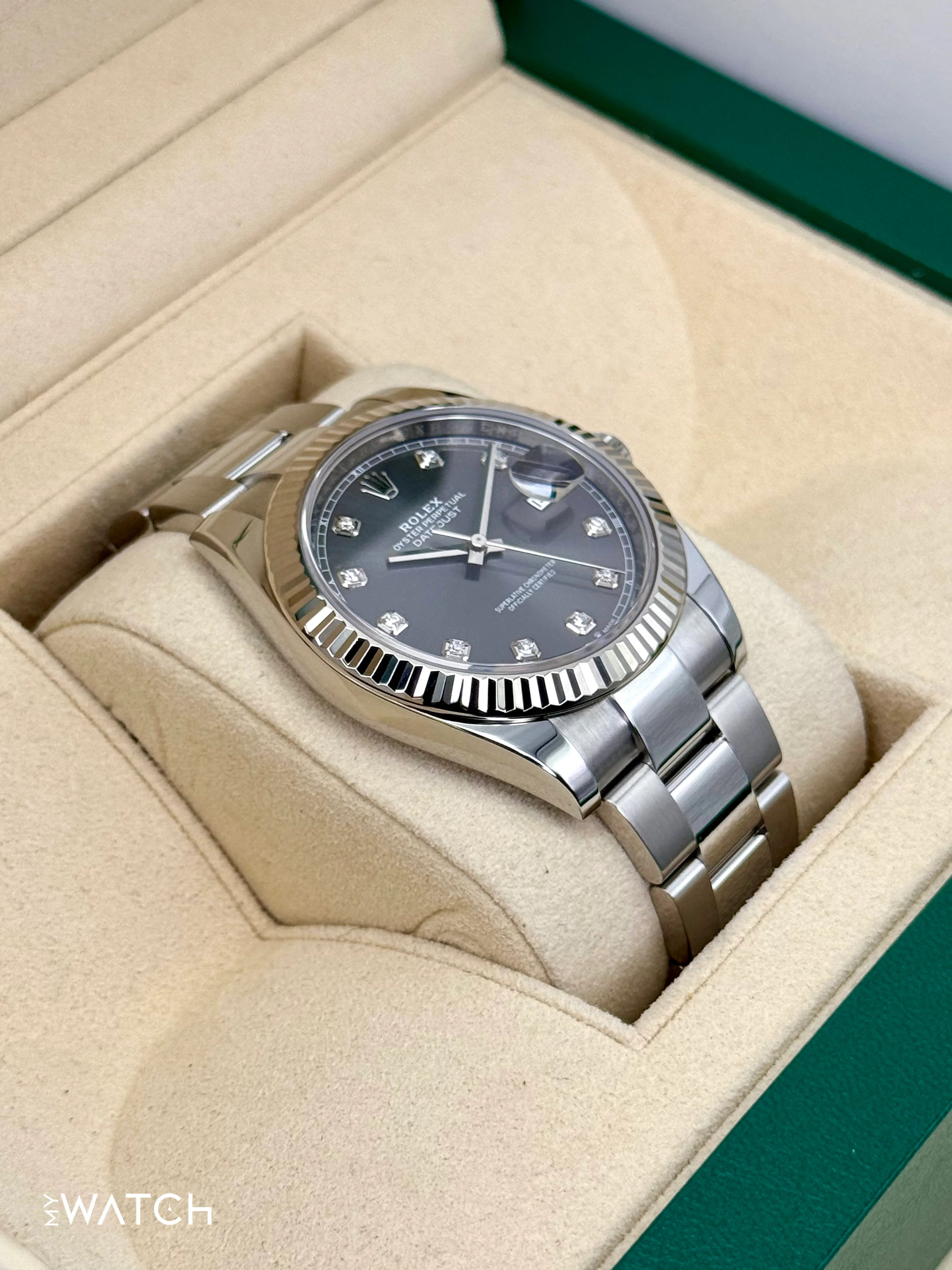 2022 Rolex Datejust 41mm 126334 Stainless Steel Oyster Rhodium Diamond Dial - Image 6