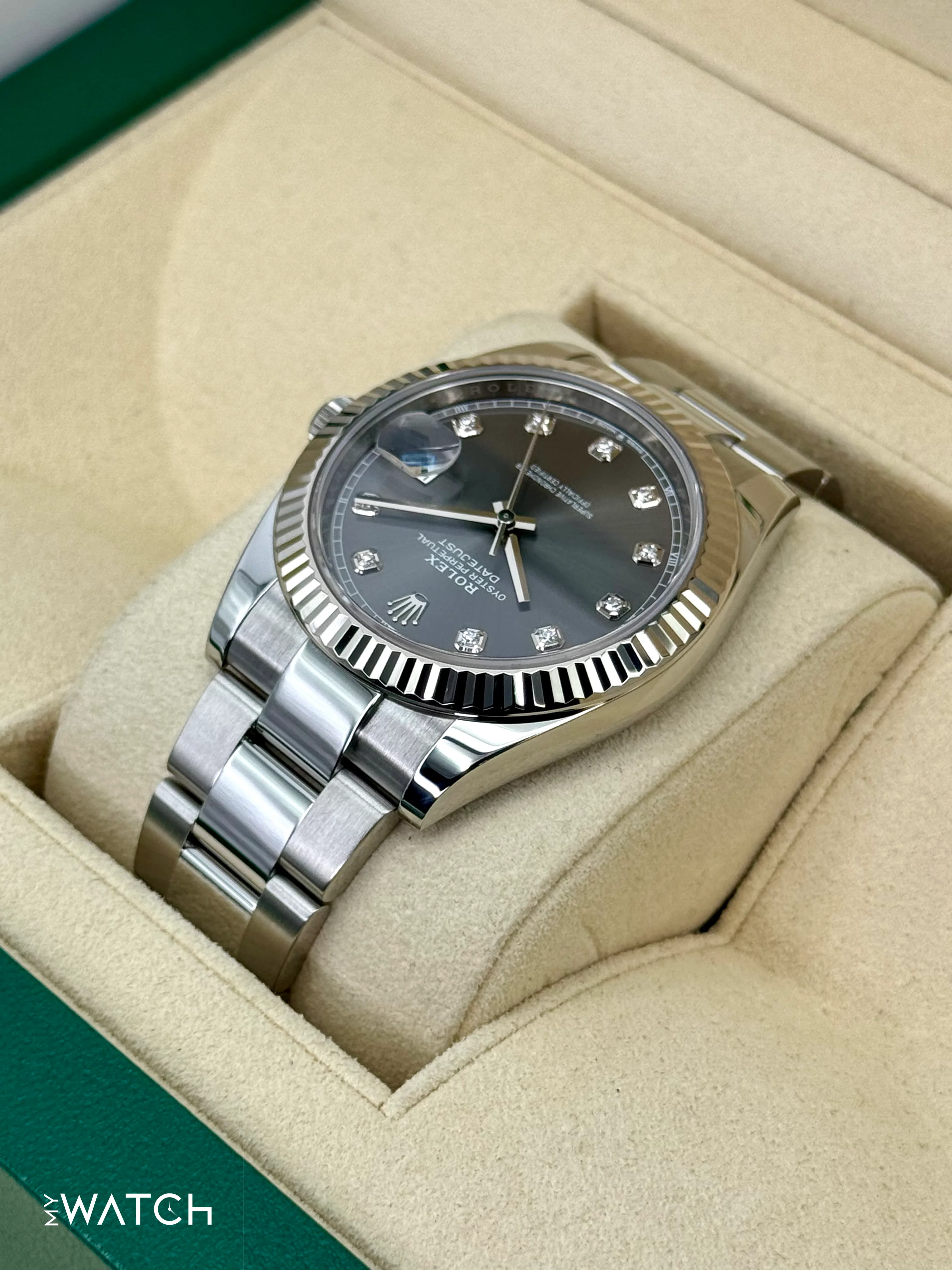 2022 Rolex Datejust 41mm 126334 Stainless Steel Oyster Rhodium Diamond Dial - Image 7