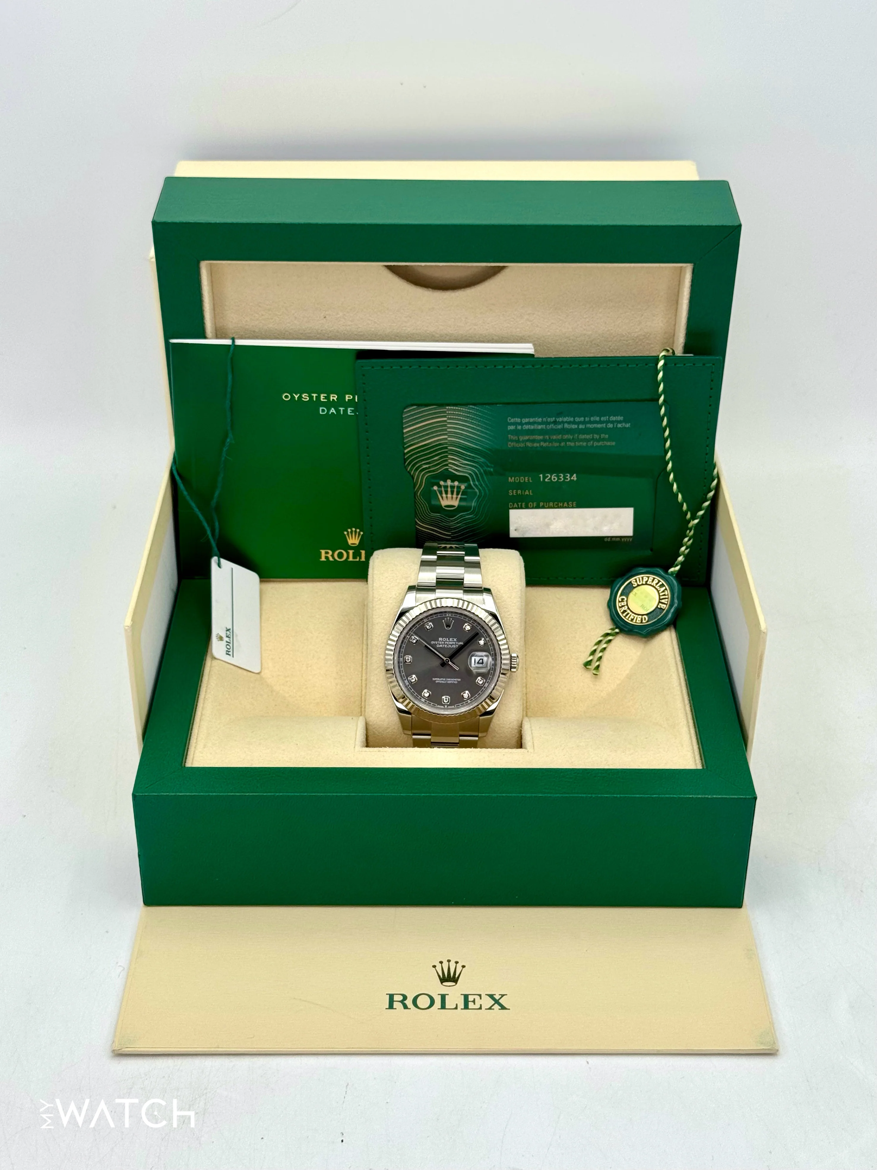 2022 Rolex Datejust 41mm 126334 Stainless Steel Oyster Rhodium Diamond Dial - Image 9