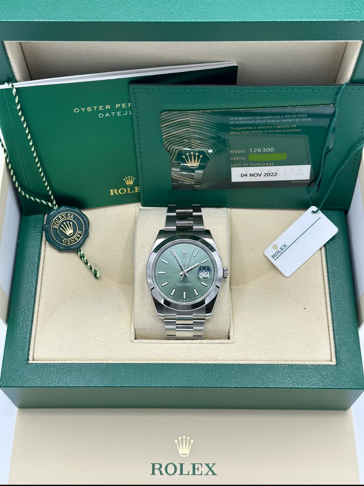 2022 Rolex Datejust 41mm 126300 Oyster Green Dial - Image 11