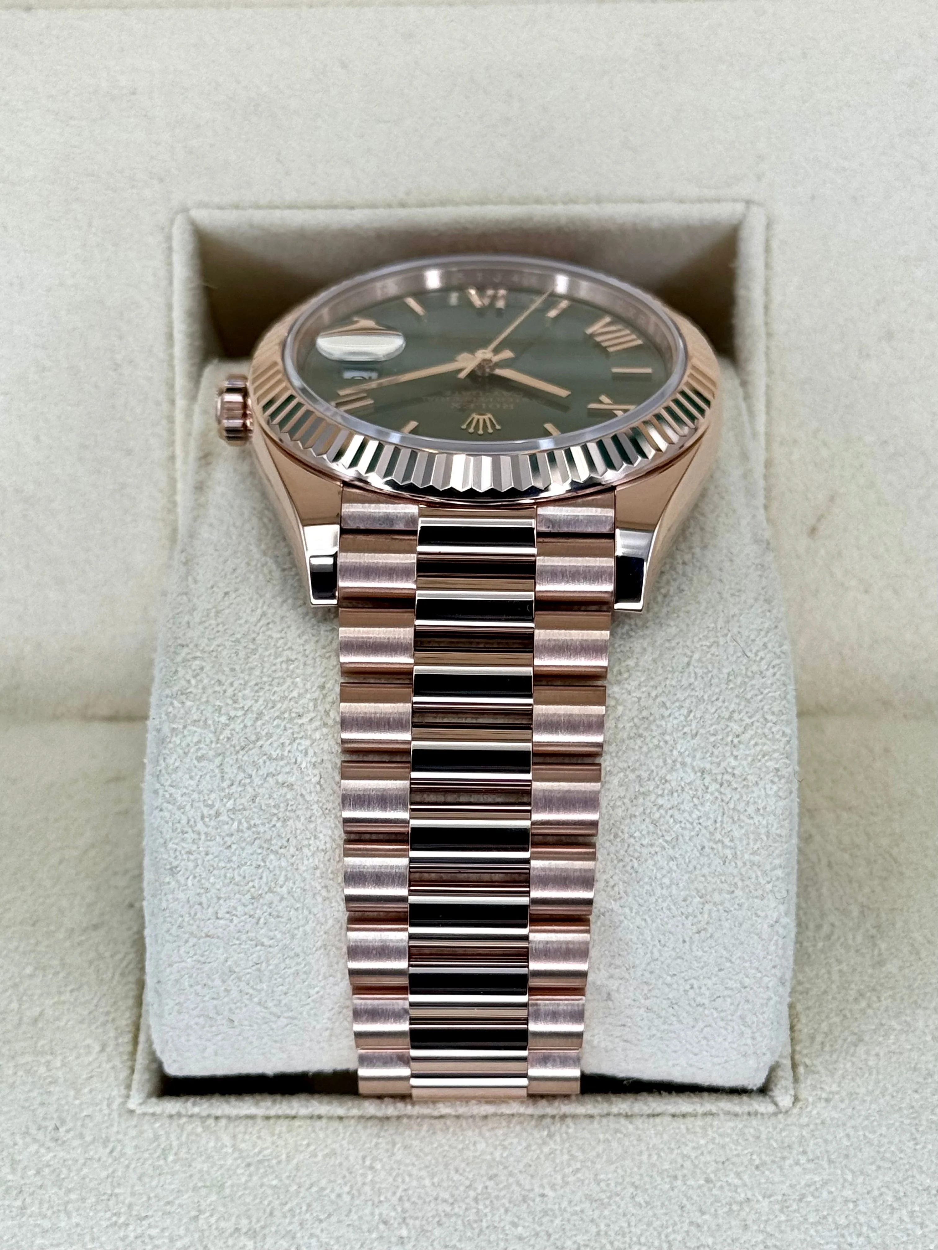 2022 Rolex Day-Date 40mm 228235 Presidential Rose Gold Olive Dial - Image 3