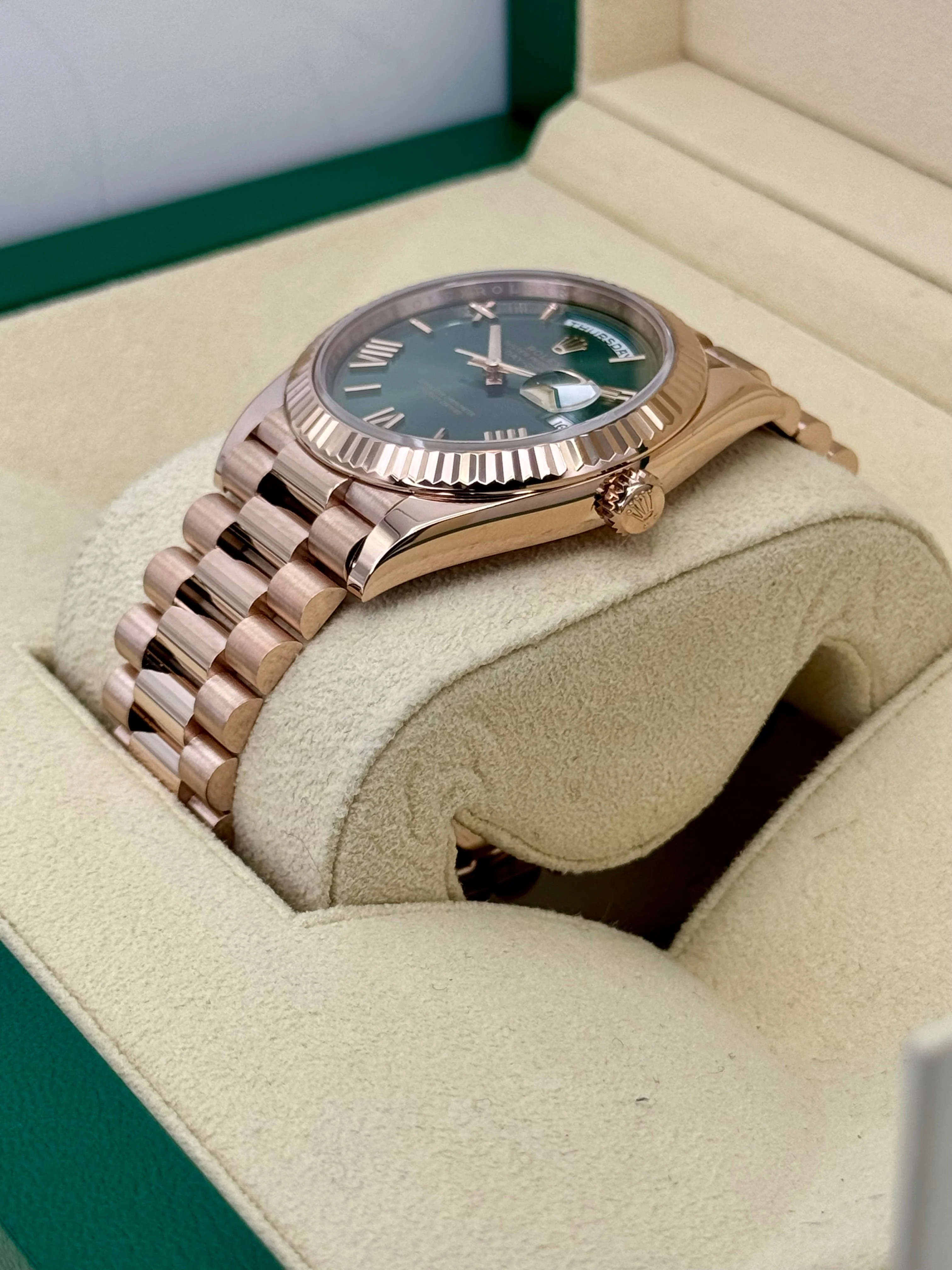 2022 Rolex Day-Date 40mm 228235 Presidential Rose Gold Olive Dial - Image 5