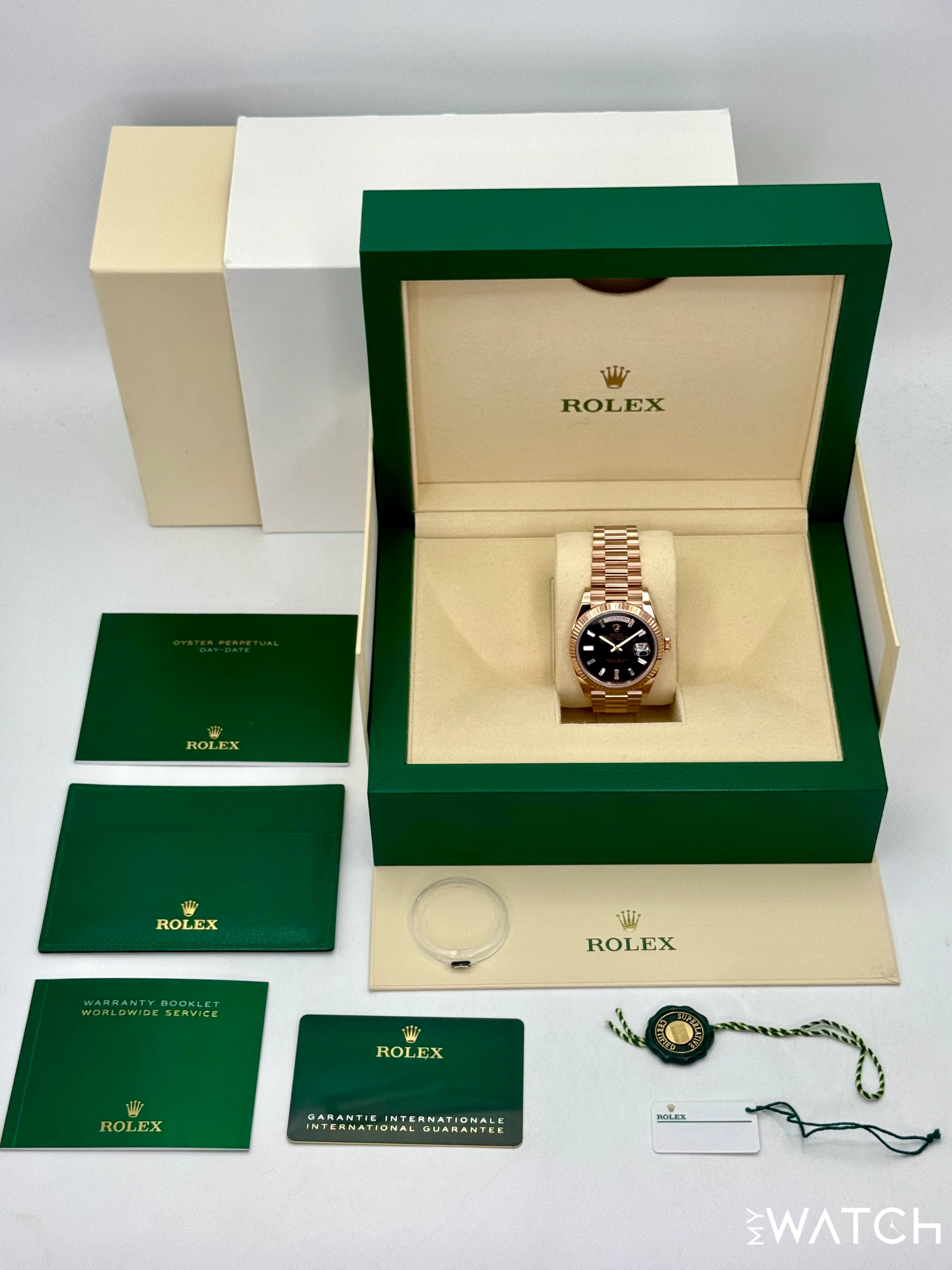 2022 Rolex Day-Date 40mm 228235 Rose Gold Eisenkiesal Baguette Dial - Image 10